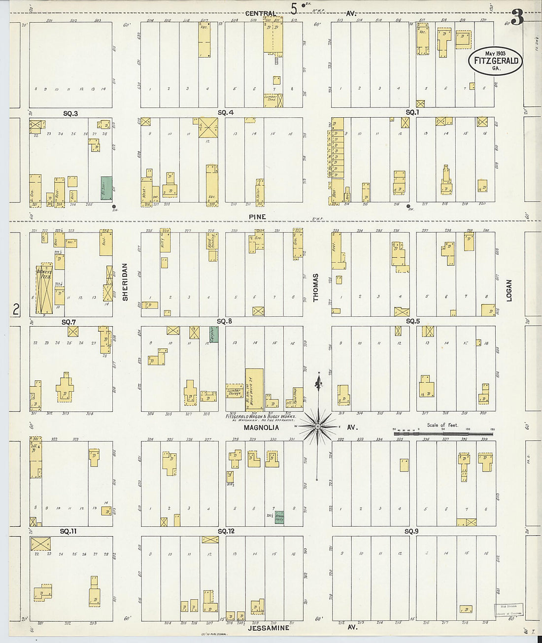 This old map of Fitzgerald, Ben Hill County, Georgia was created by Sanborn Map Company in 1903