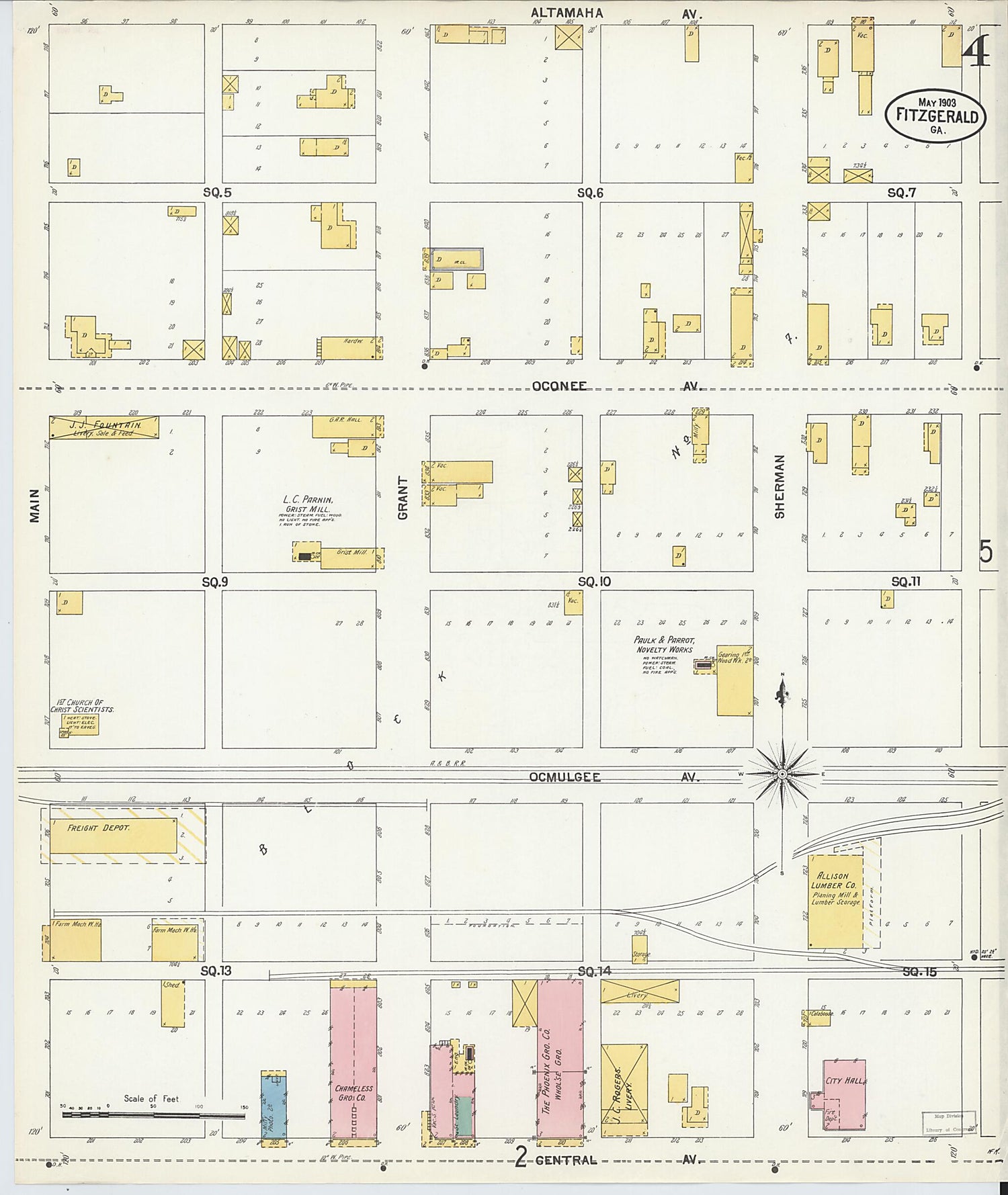 This old map of Fitzgerald, Ben Hill County, Georgia was created by Sanborn Map Company in 1903