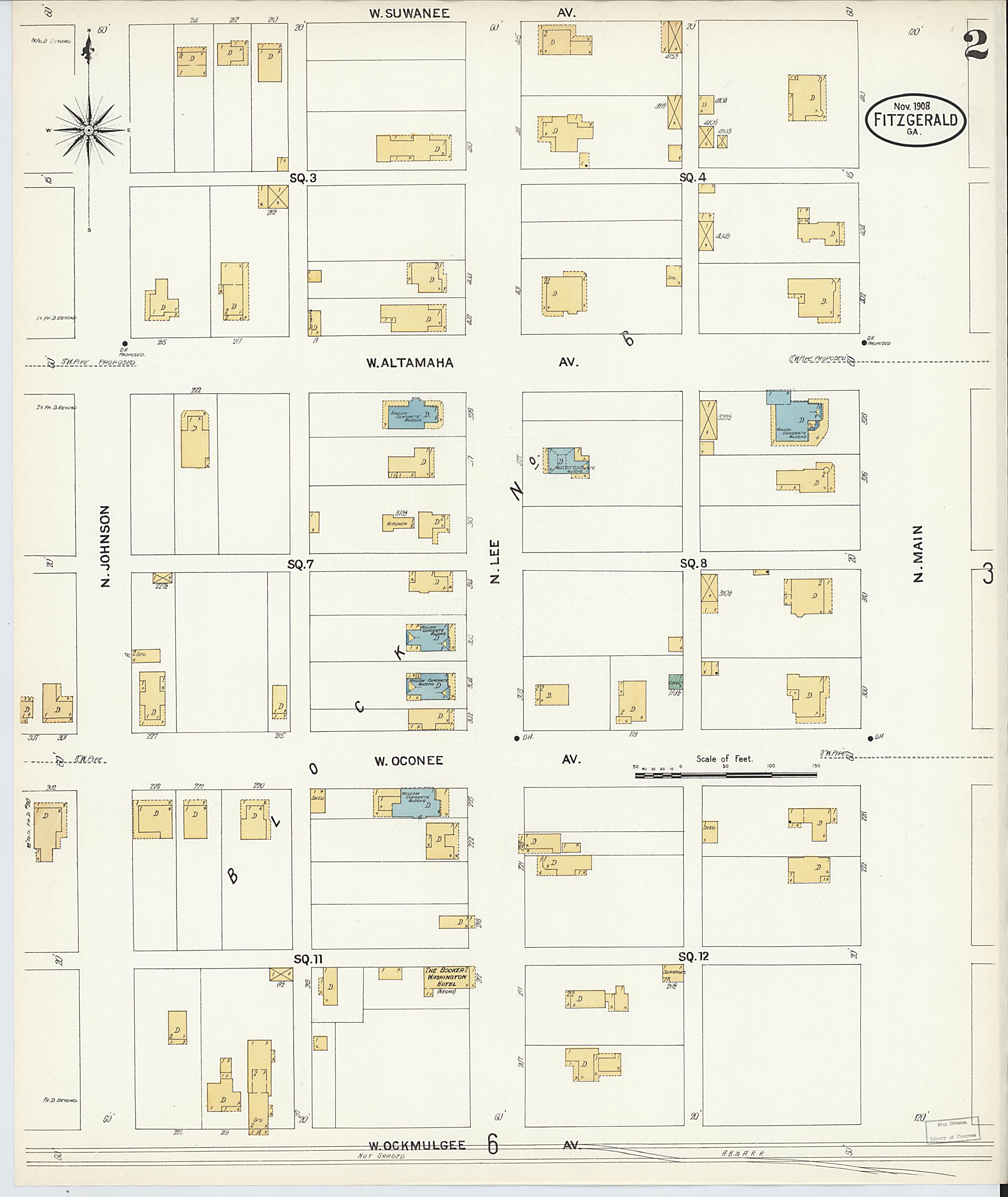 This old map of Fitzgerald, Ben Hill County, Georgia was created by Sanborn Map Company in 1908