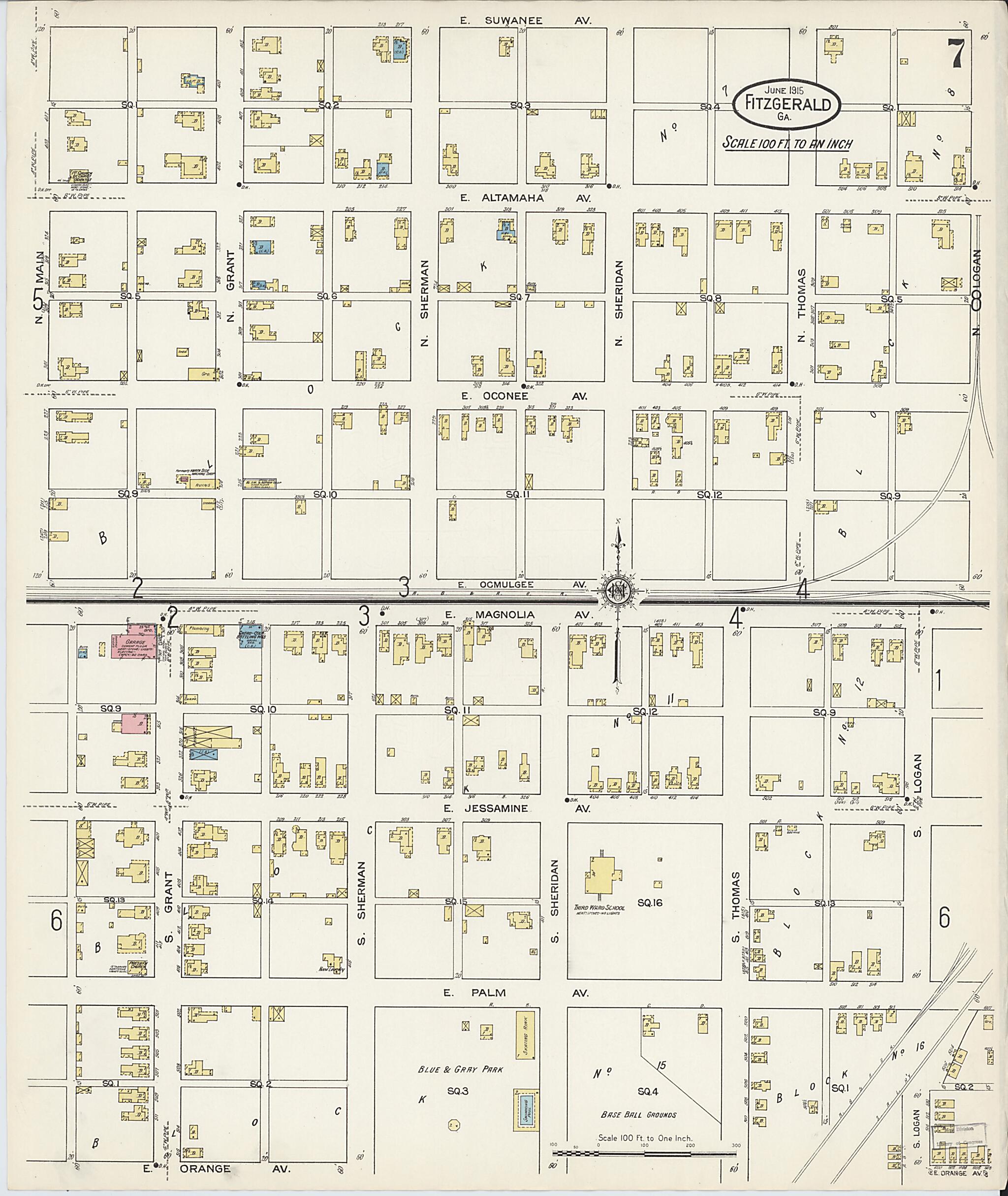 This old map of Fitzgerald, Ben Hill County, Georgia was created by Sanborn Map Company in 1915