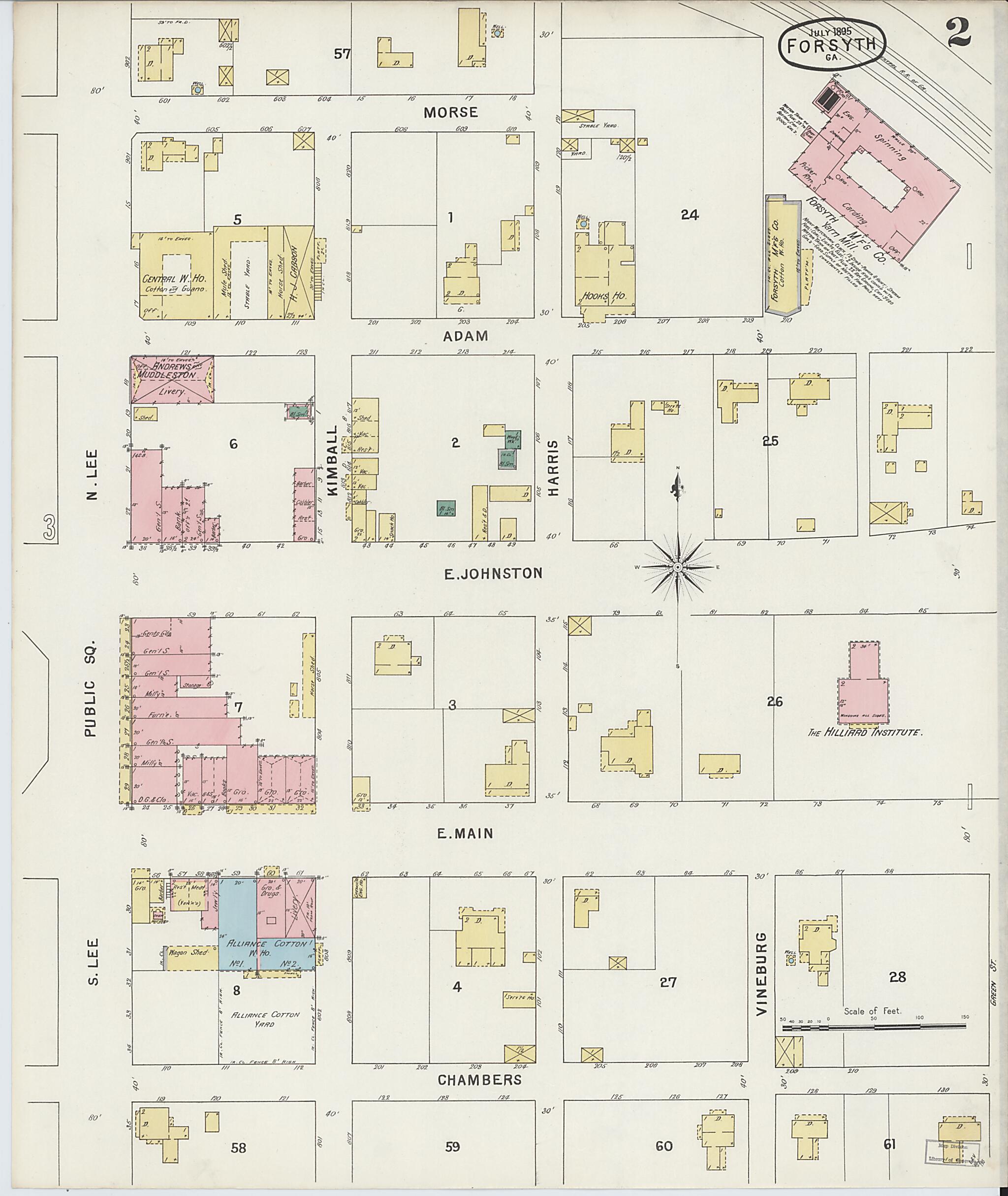 This old map of Forsyth, Monroe County, Georgia was created by Sanborn Map Company in 1895