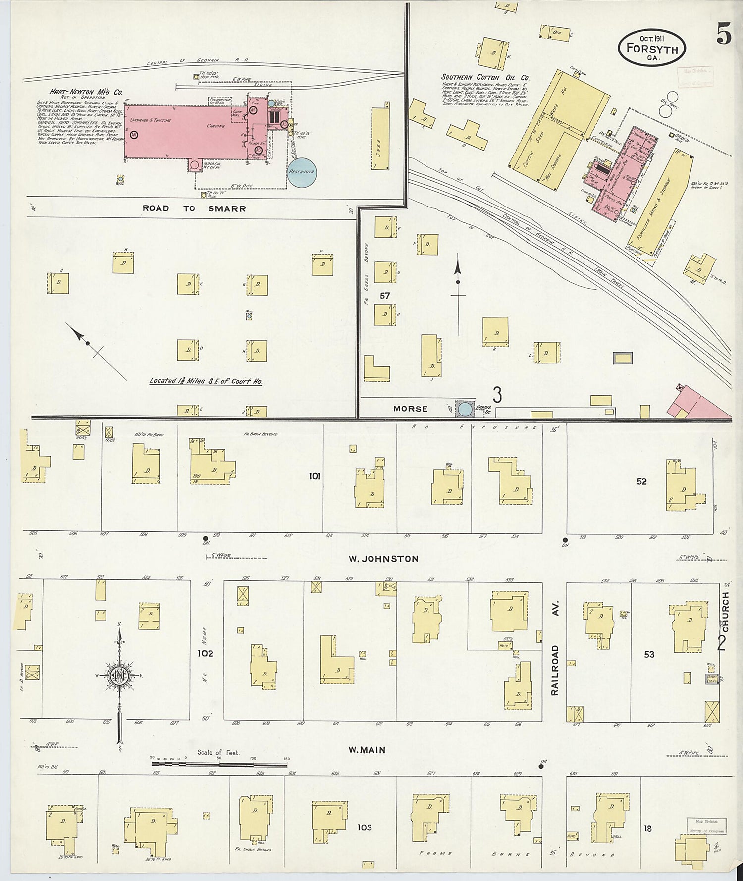 This old map of Forsyth, Monroe County, Georgia was created by Sanborn Map Company in 1911