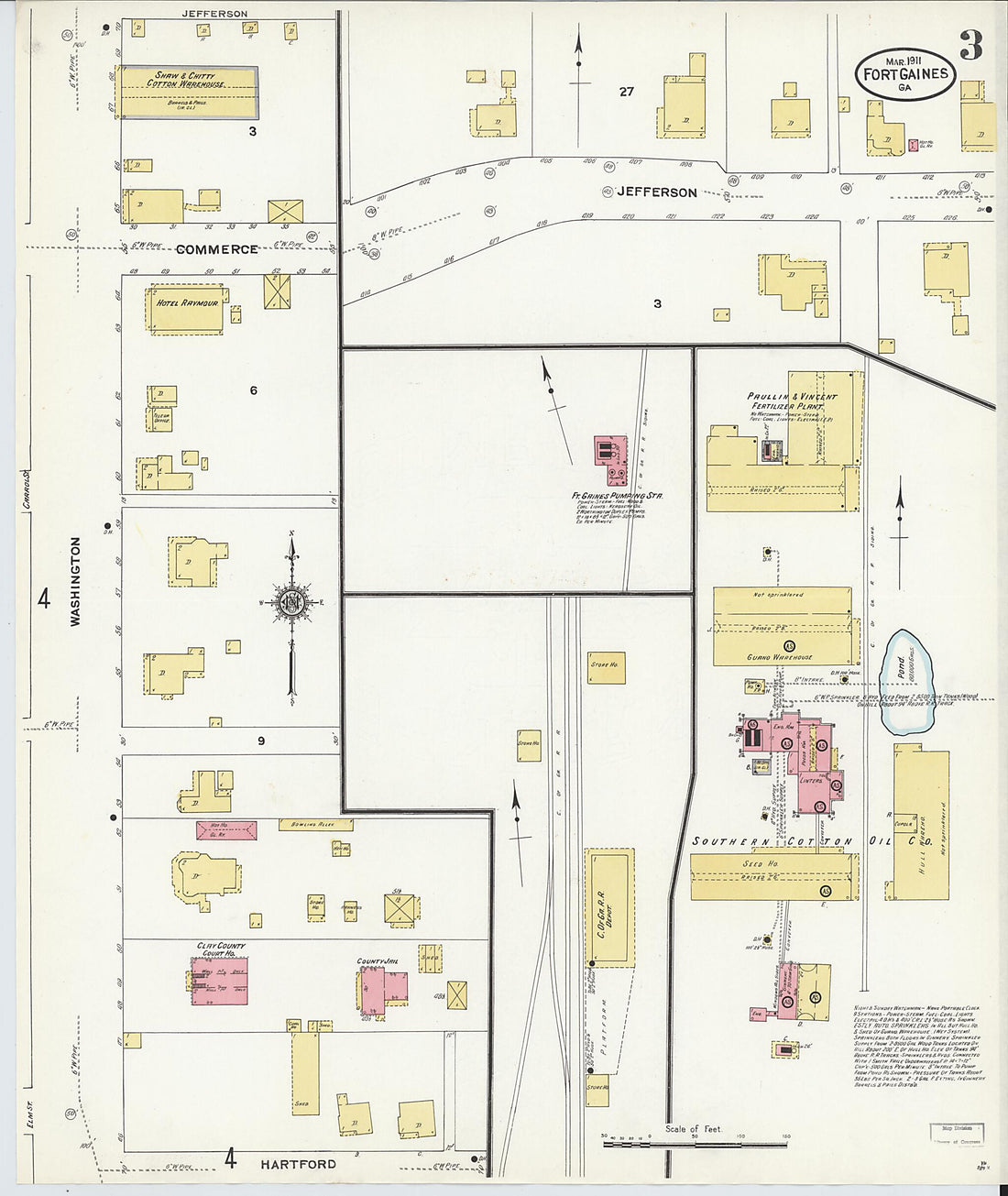 This old map of Fort Gaines, Clay County, Georgia was created by Sanborn Map Company in 1911