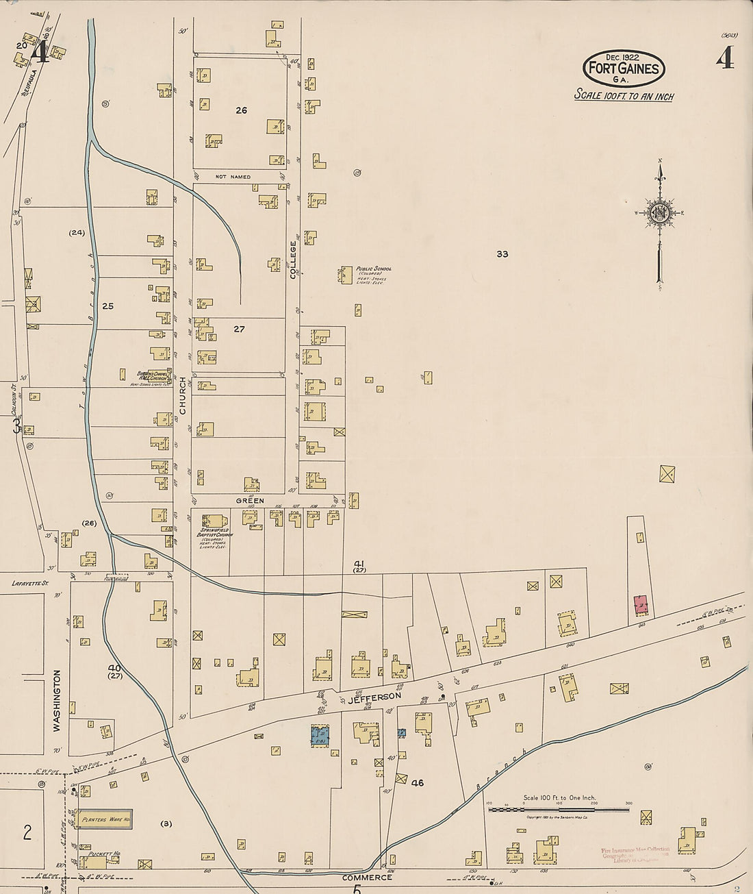 This old map of Fort Gaines, Clay County, Georgia was created by Sanborn Map Company in 1922