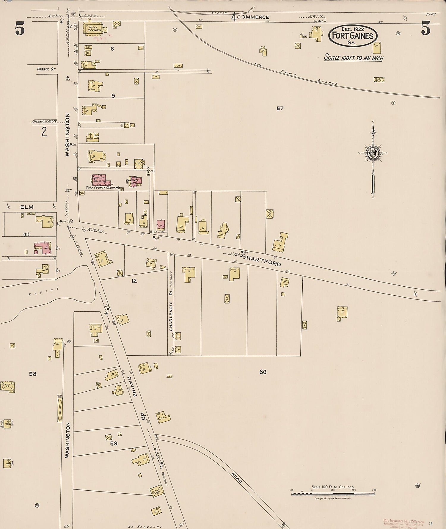 This old map of Fort Gaines, Clay County, Georgia was created by Sanborn Map Company in 1922