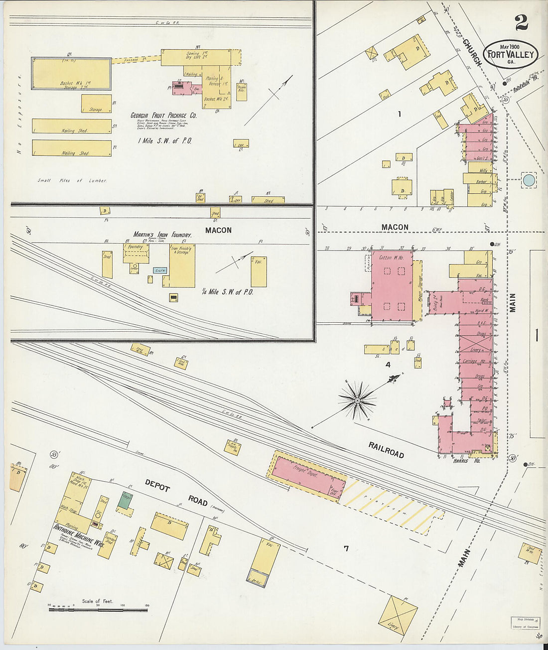 This old map of Fort Valley, Peach County, Georgia was created by Sanborn Map Company in 1900