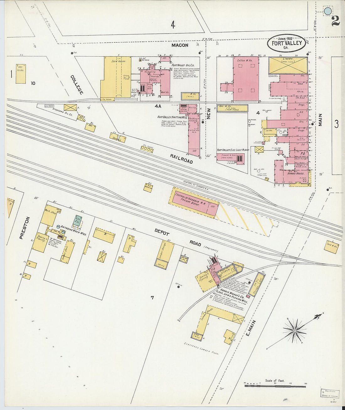 This old map of Fort Valley, Peach County, Georgia was created by Sanborn Map Company in 1905