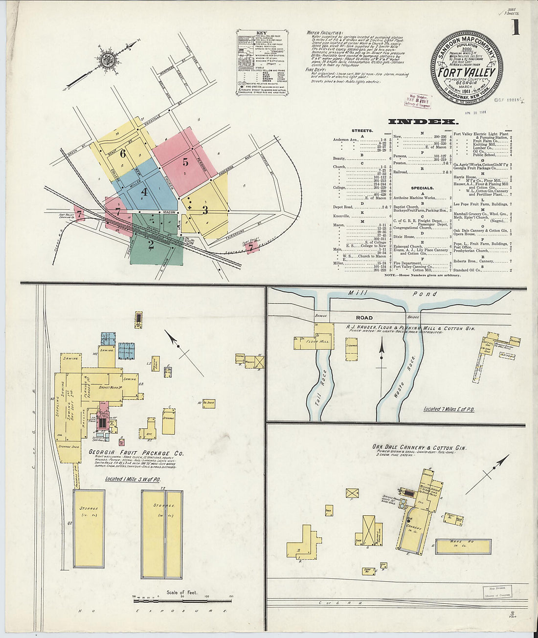 This old map of Fort Valley, Peach County, Georgia was created by Sanborn Map Company in 1911