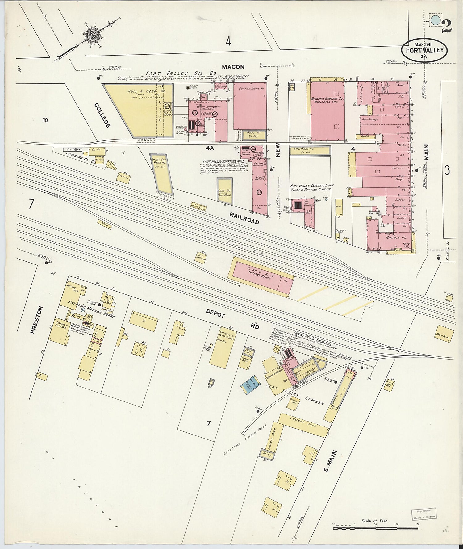 This old map of Fort Valley, Peach County, Georgia was created by Sanborn Map Company in 1911