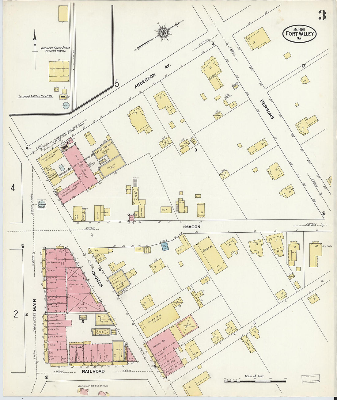 This old map of Fort Valley, Peach County, Georgia was created by Sanborn Map Company in 1911