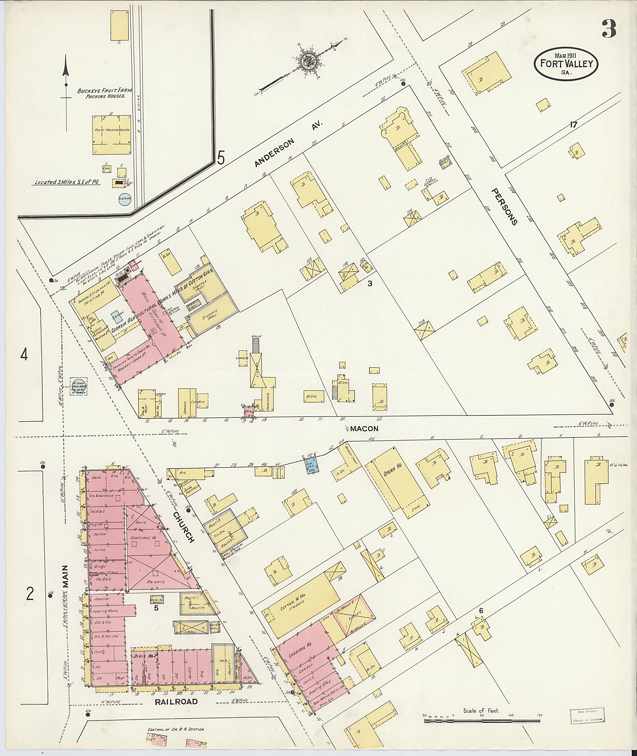 This old map of Fort Valley, Peach County, Georgia was created by Sanborn Map Company in 1911