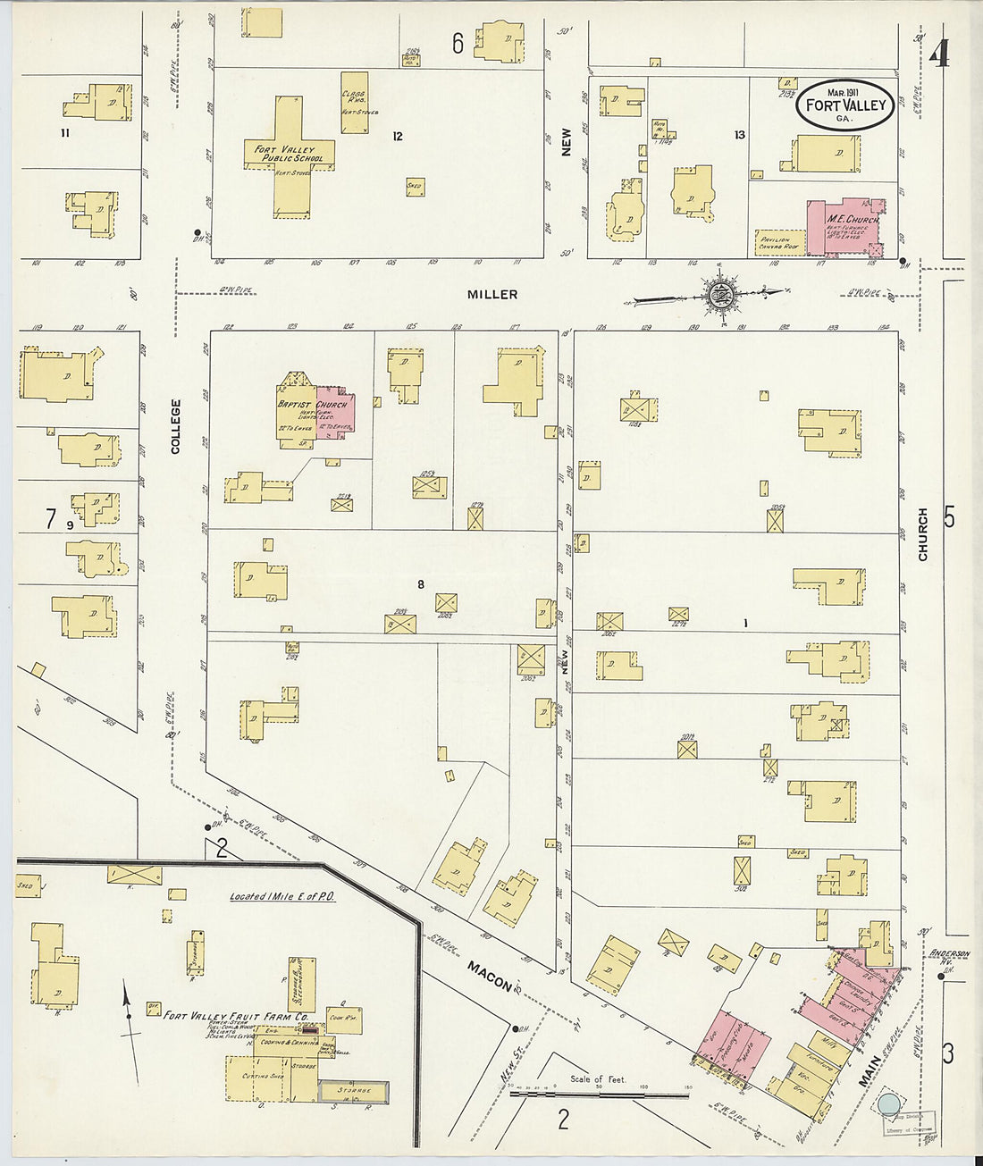 This old map of Fort Valley, Peach County, Georgia was created by Sanborn Map Company in 1911