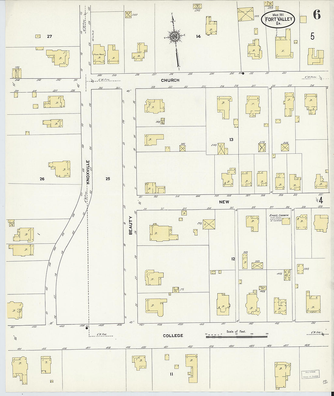 This old map of Fort Valley, Peach County, Georgia was created by Sanborn Map Company in 1911