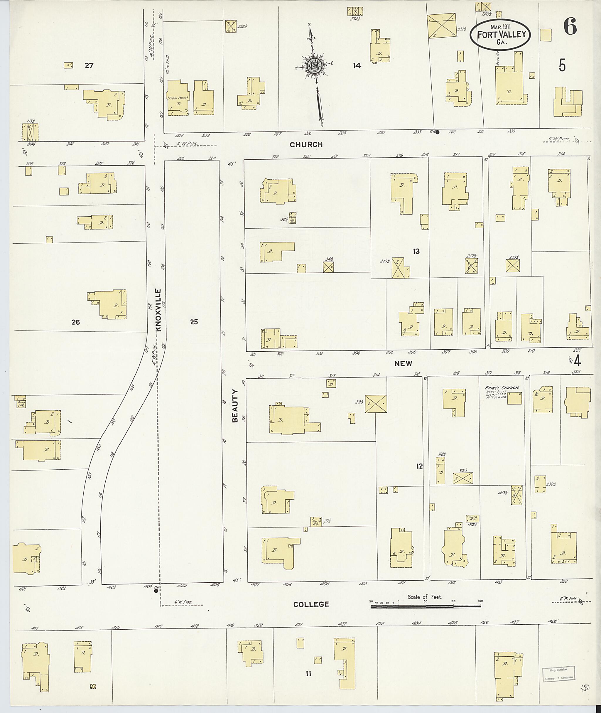 This old map of Fort Valley, Peach County, Georgia was created by Sanborn Map Company in 1911