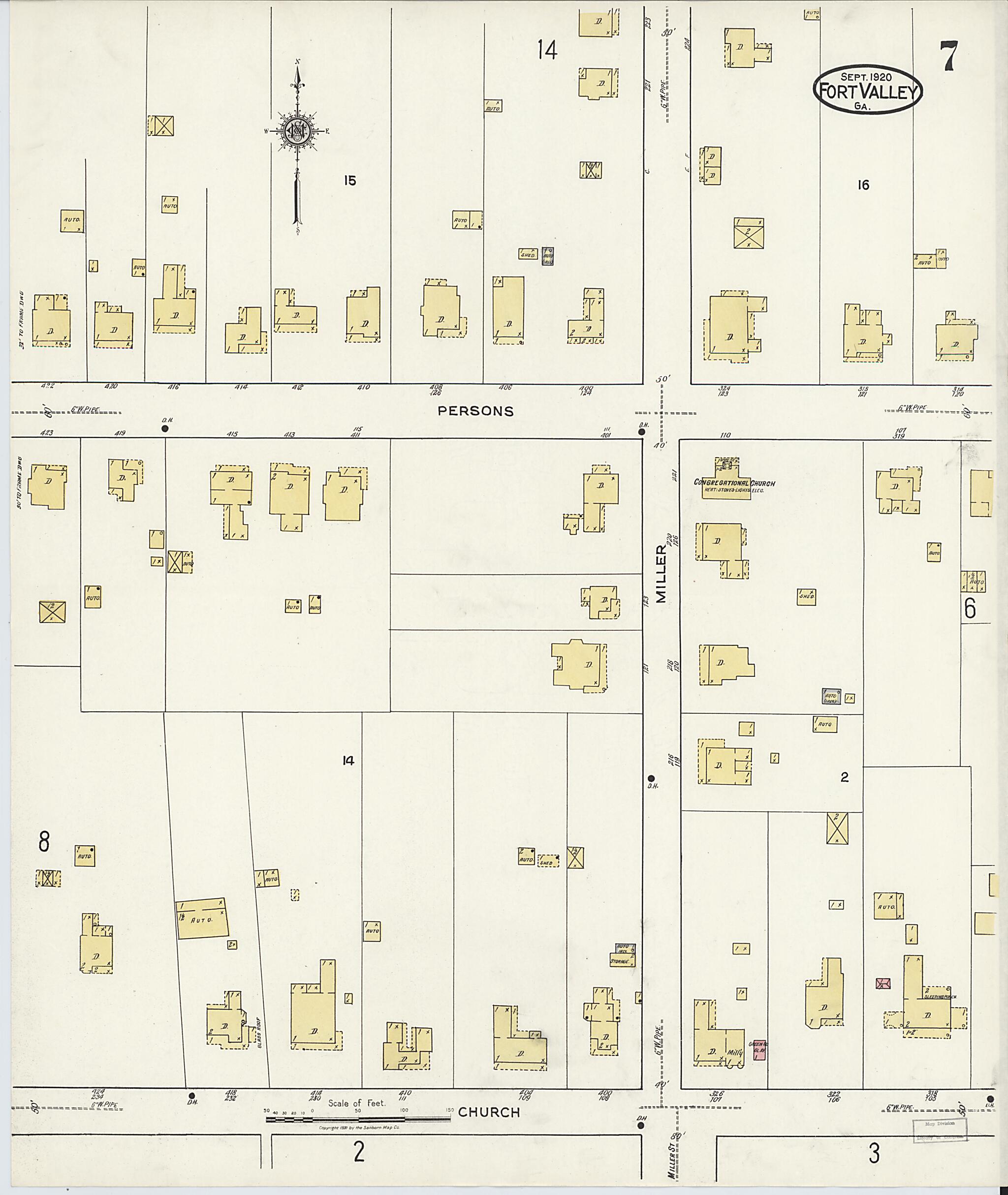 This old map of Fort Valley, Peach County, Georgia was created by Sanborn Map Company in 1920