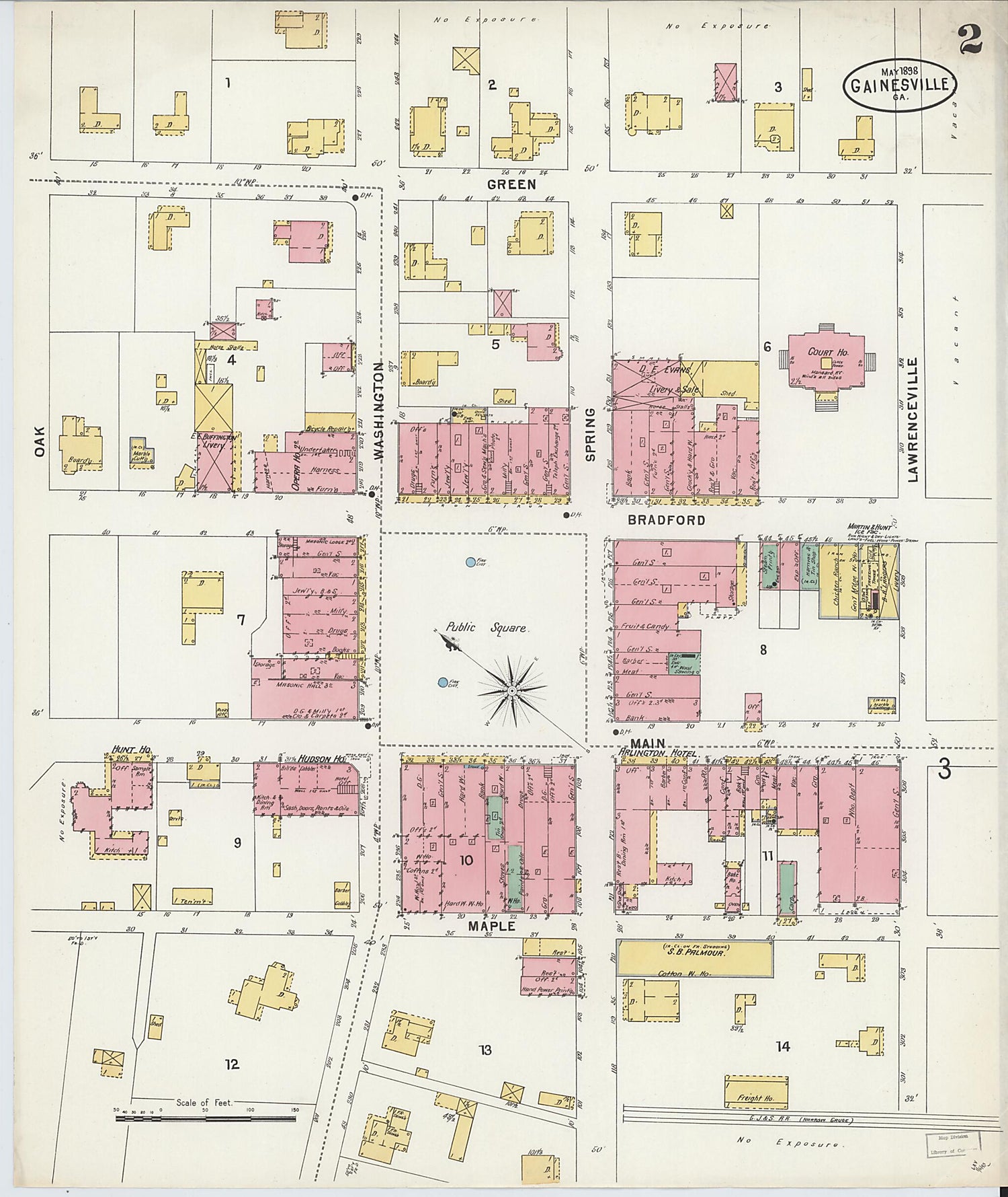 This old map of Gainesville, Hall County, Georgia was created by Sanborn Map Company in 1898