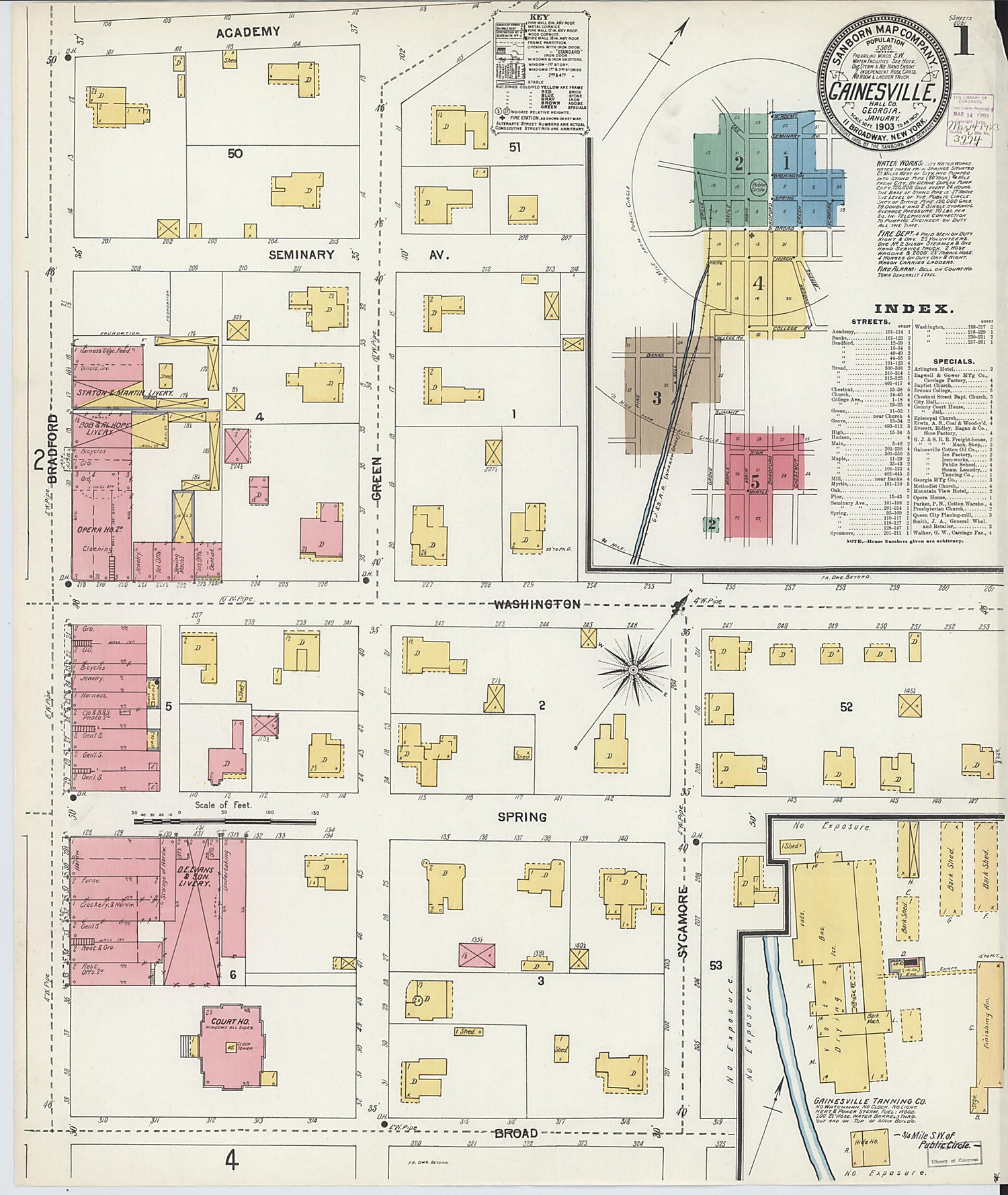 This old map of Gainesville, Hall County, Georgia was created by Sanborn Map Company in 1903