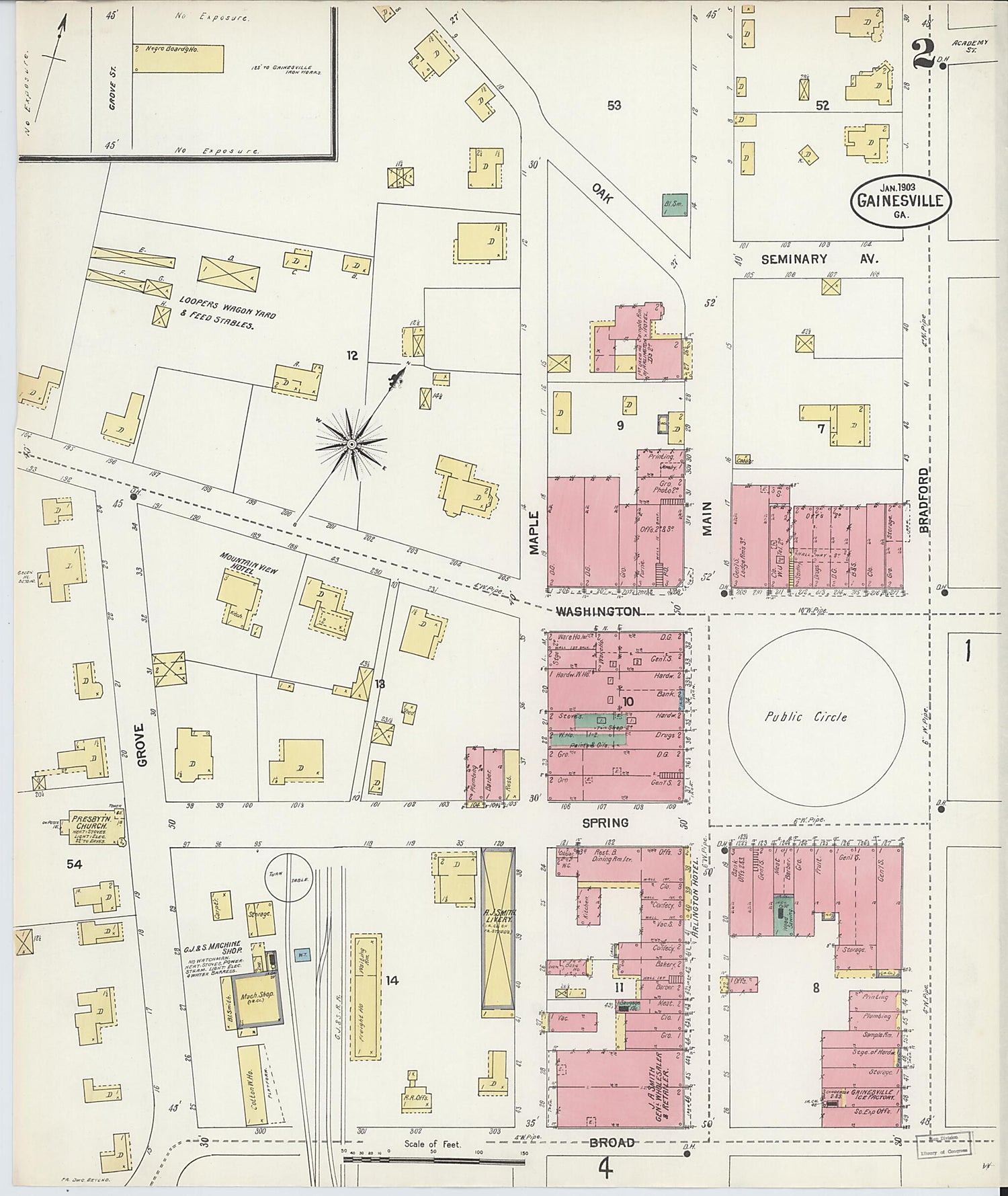 This old map of Gainesville, Hall County, Georgia was created by Sanborn Map Company in 1903