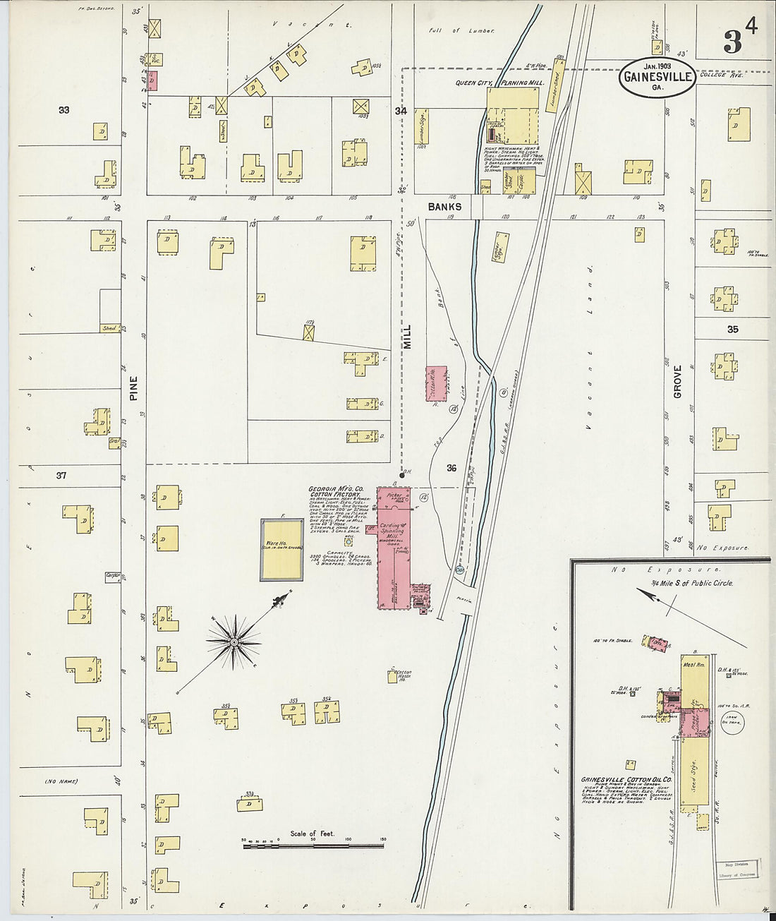 This old map of Gainesville, Hall County, Georgia was created by Sanborn Map Company in 1903