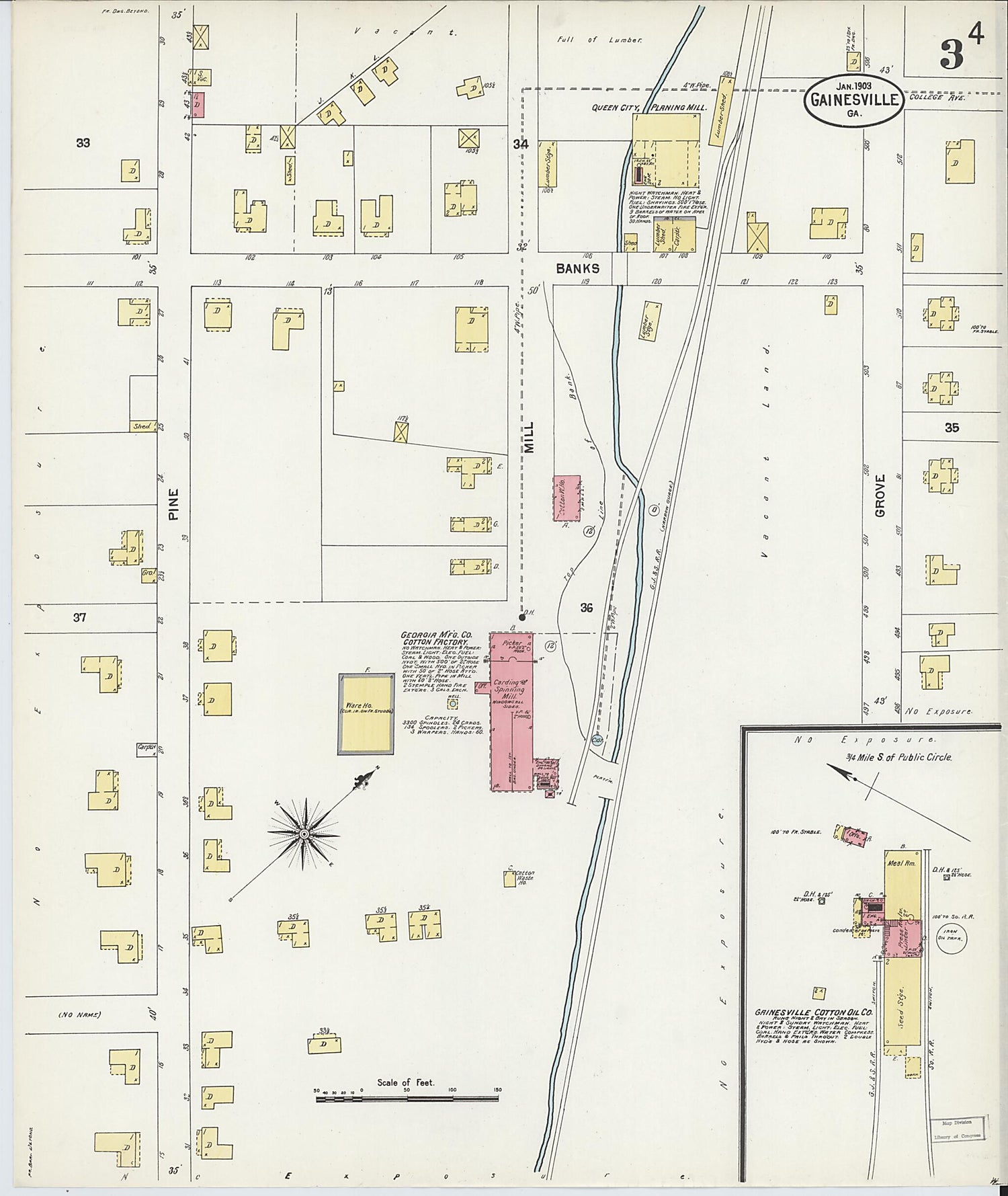 This old map of Gainesville, Hall County, Georgia was created by Sanborn Map Company in 1903