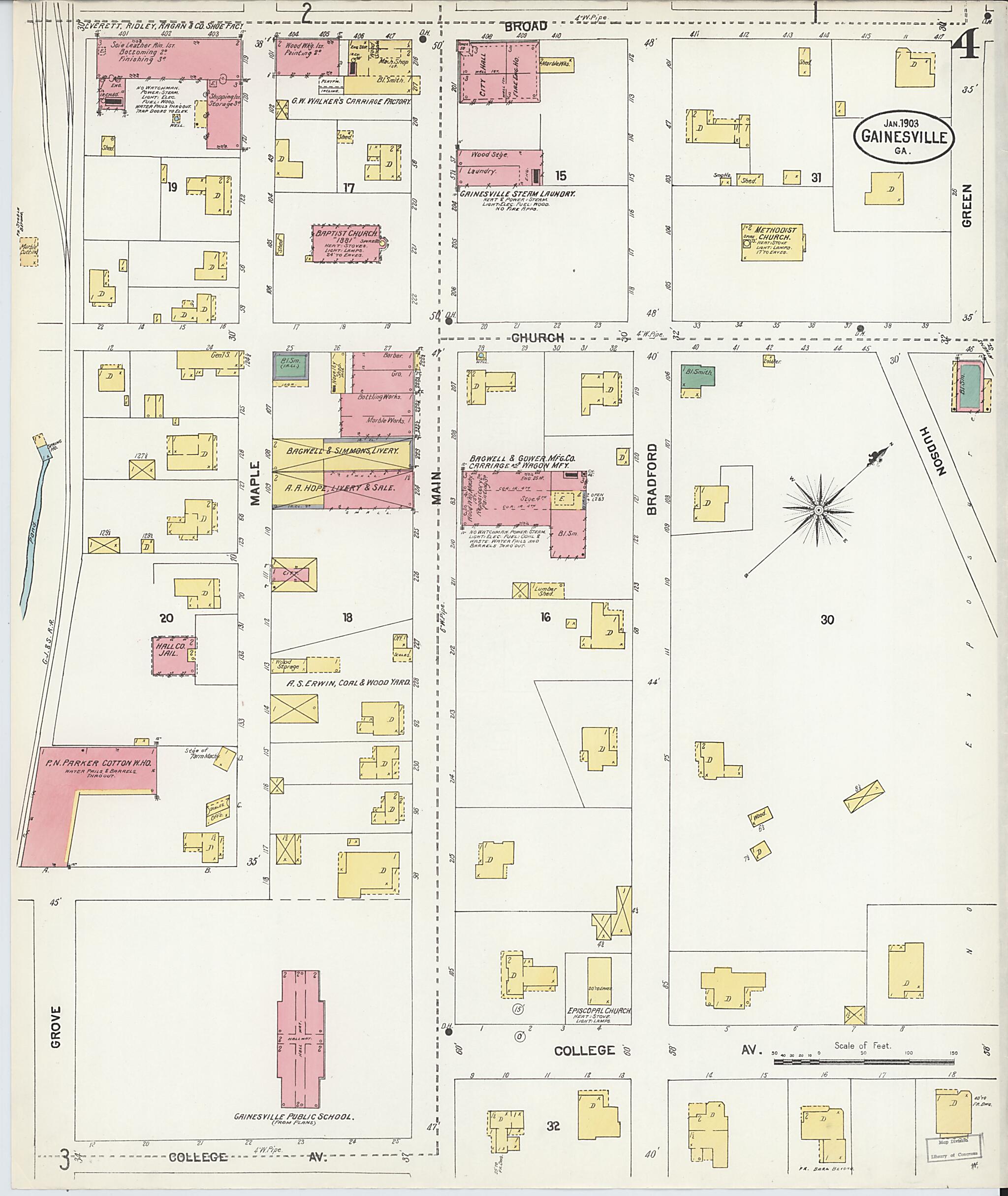 This old map of Gainesville, Hall County, Georgia was created by Sanborn Map Company in 1903