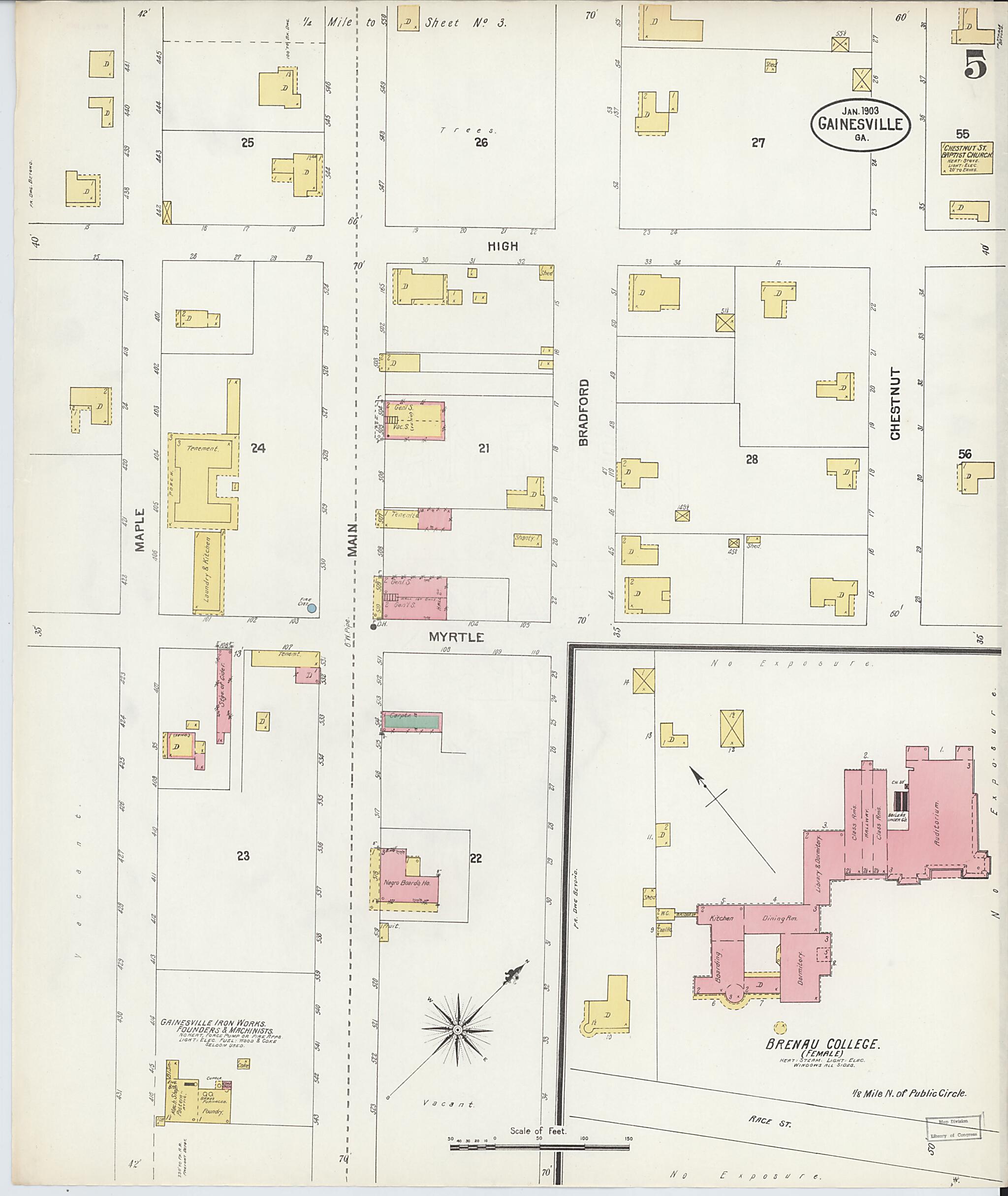 This old map of Gainesville, Hall County, Georgia was created by Sanborn Map Company in 1903