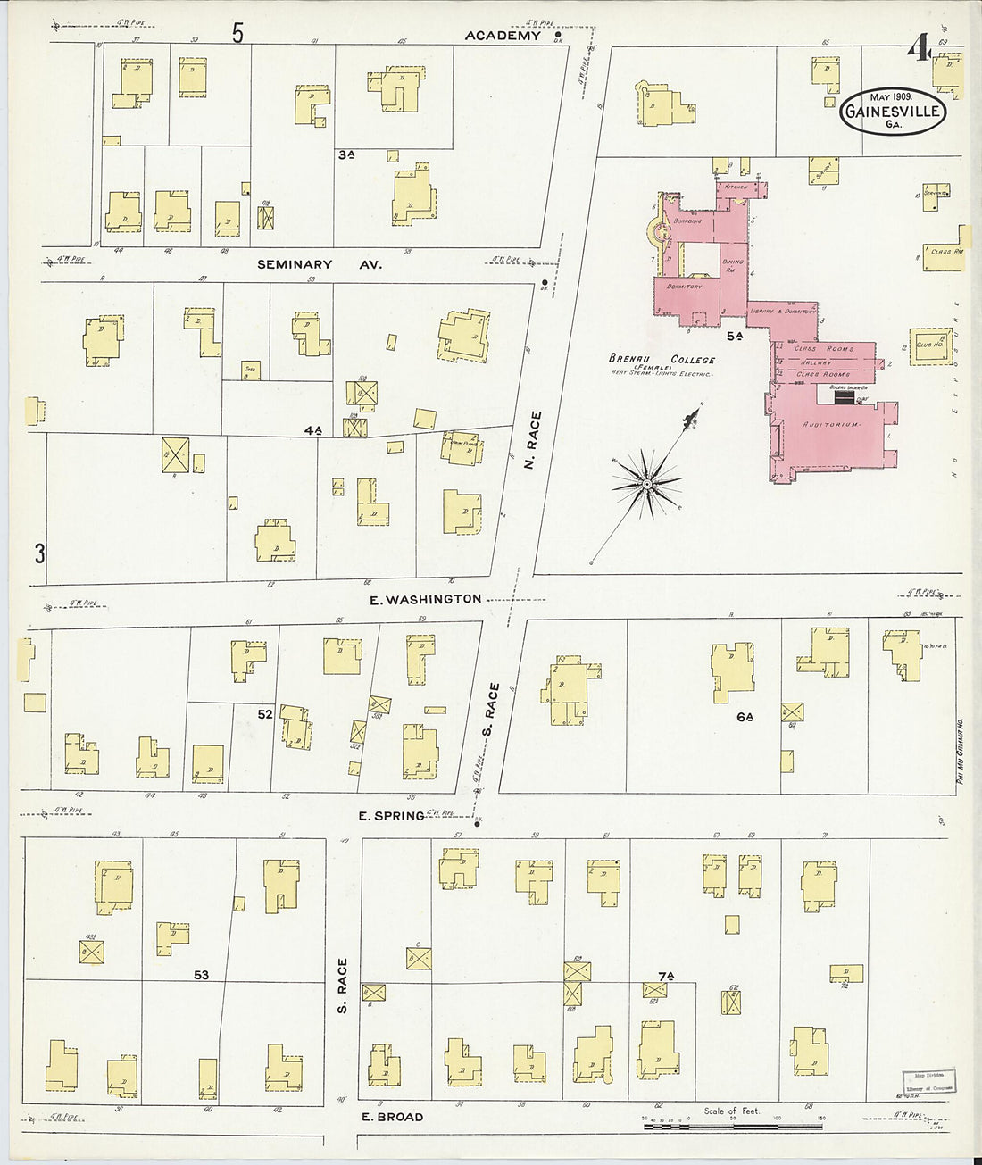 This old map of Gainesville, Hall County, Georgia was created by Sanborn Map Company in 1909