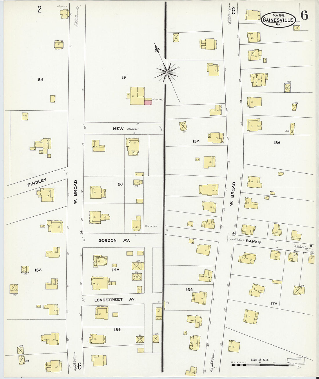 This old map of Gainesville, Hall County, Georgia was created by Sanborn Map Company in 1909