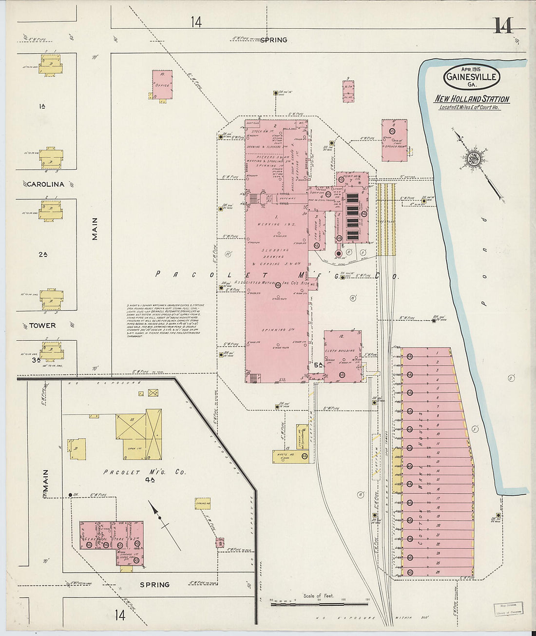 This old map of Gainesville, Hall County, Georgia was created by Sanborn Map Company in 1915