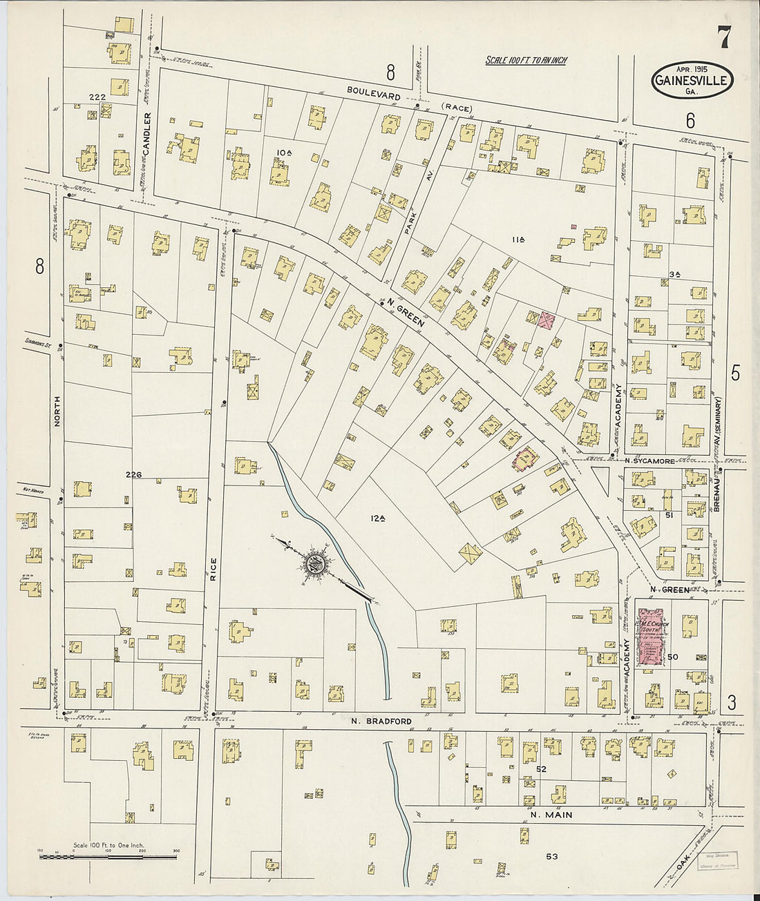 This old map of Gainesville, Hall County, Georgia was created by Sanborn Map Company in 1915