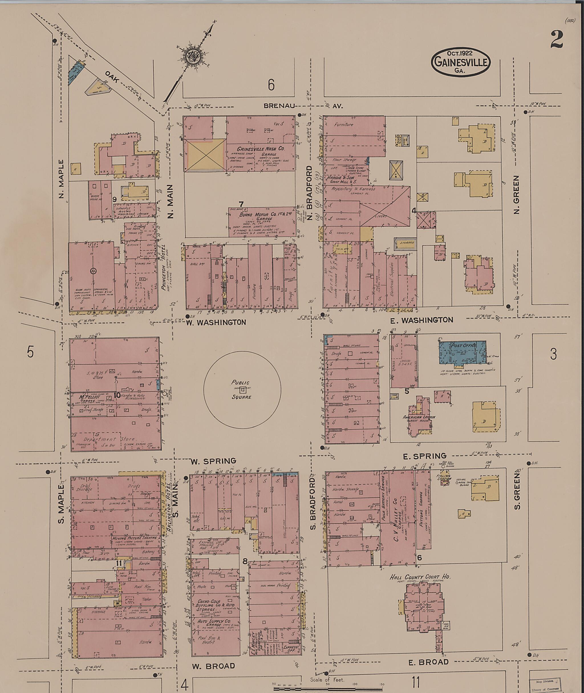 This old map of Gainesville, Hall County, Georgia was created by Sanborn Map Company in 1922