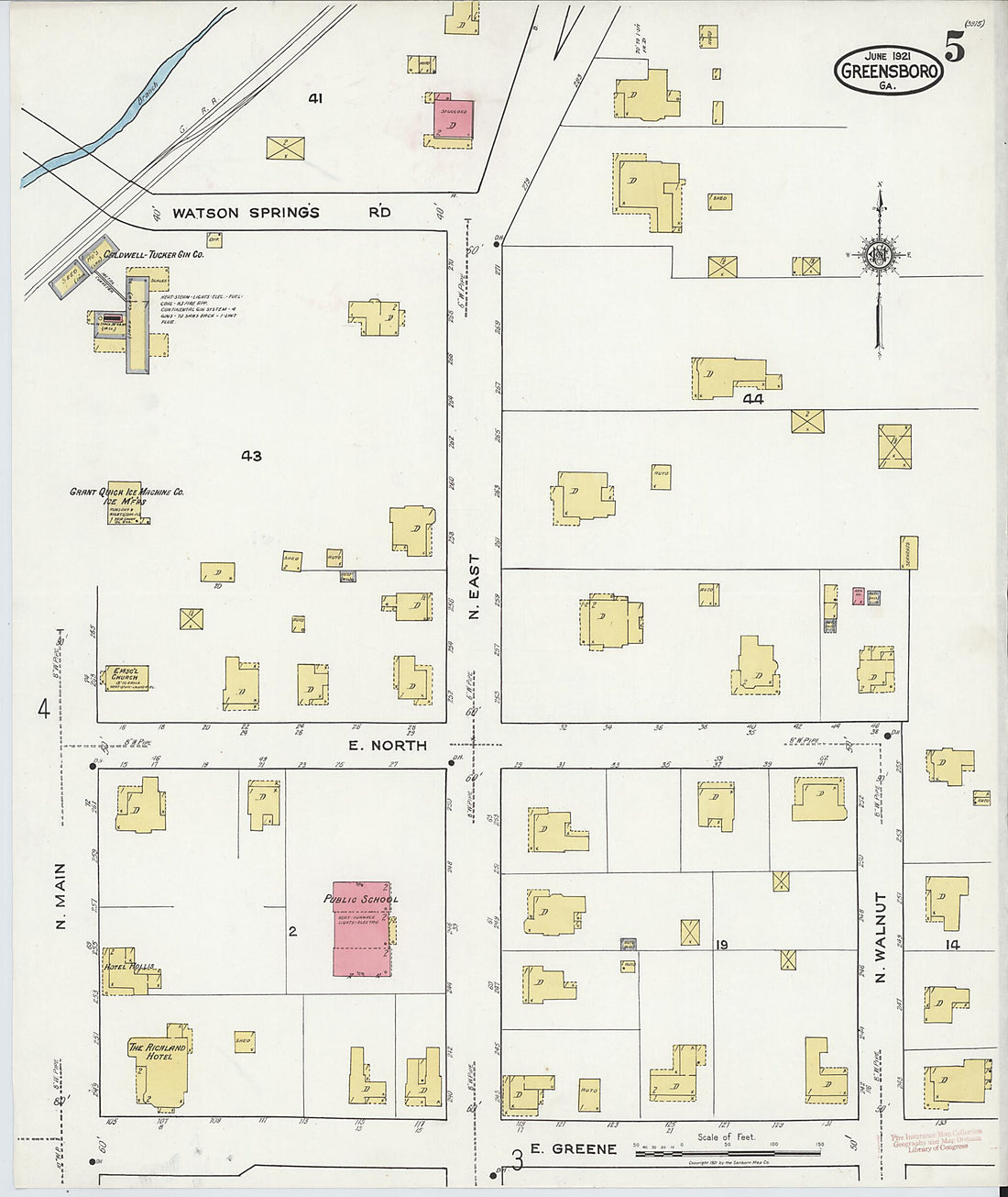 This old map of Greensboro, Greene County, Georgia was created by Sanborn Map Company in 1921