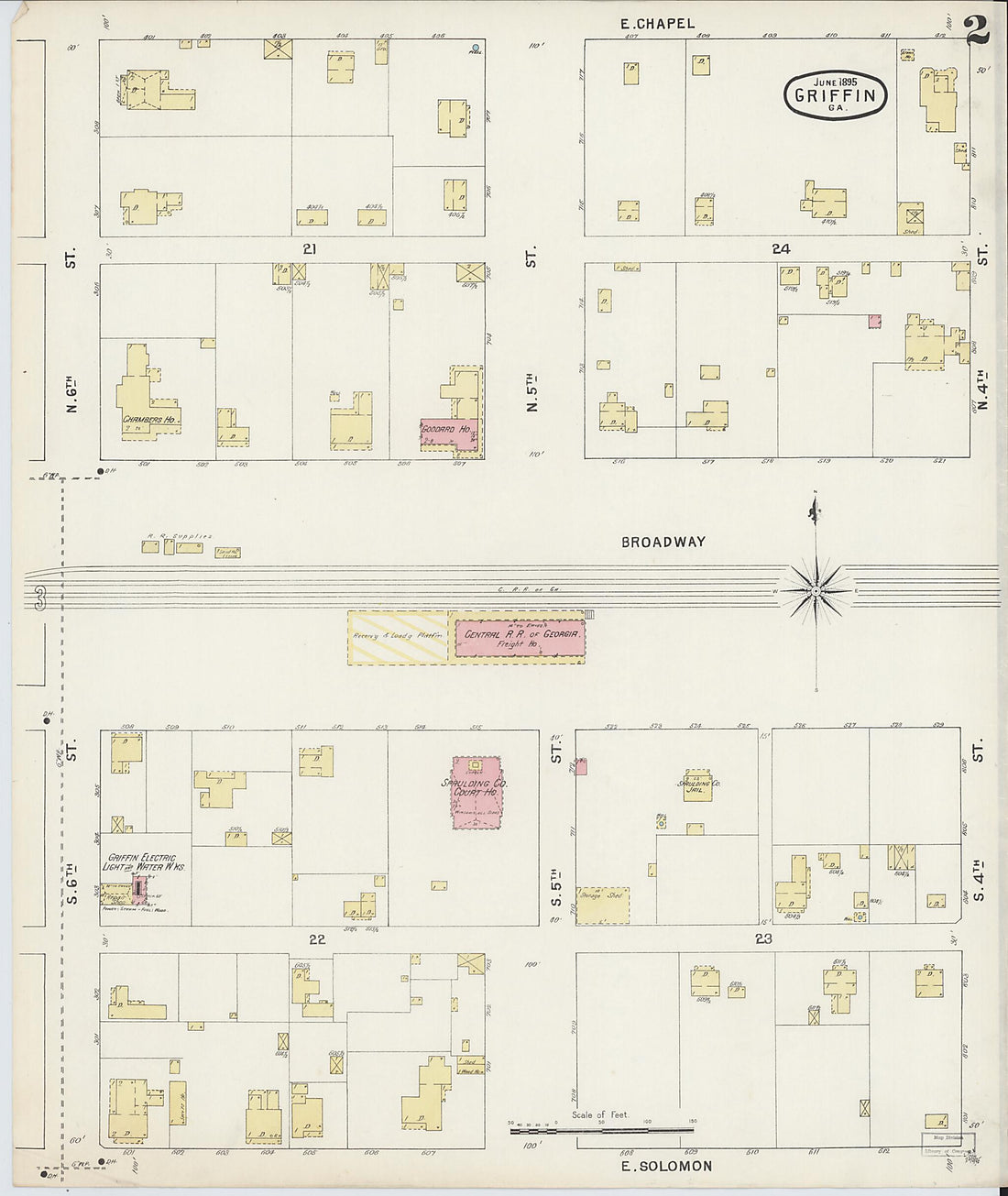 This old map of Griffin, Spalding County, Georgia was created by Sanborn Map Company in 1895