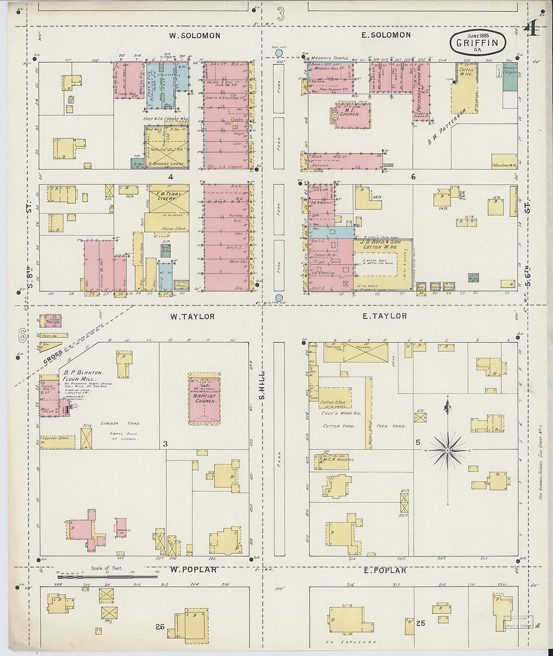 This old map of Griffin, Spalding County, Georgia was created by Sanborn Map Company in 1895