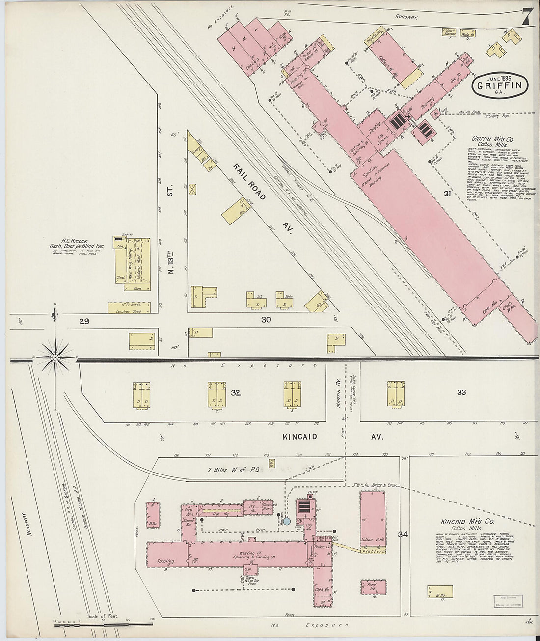 This old map of Griffin, Spalding County, Georgia was created by Sanborn Map Company in 1895