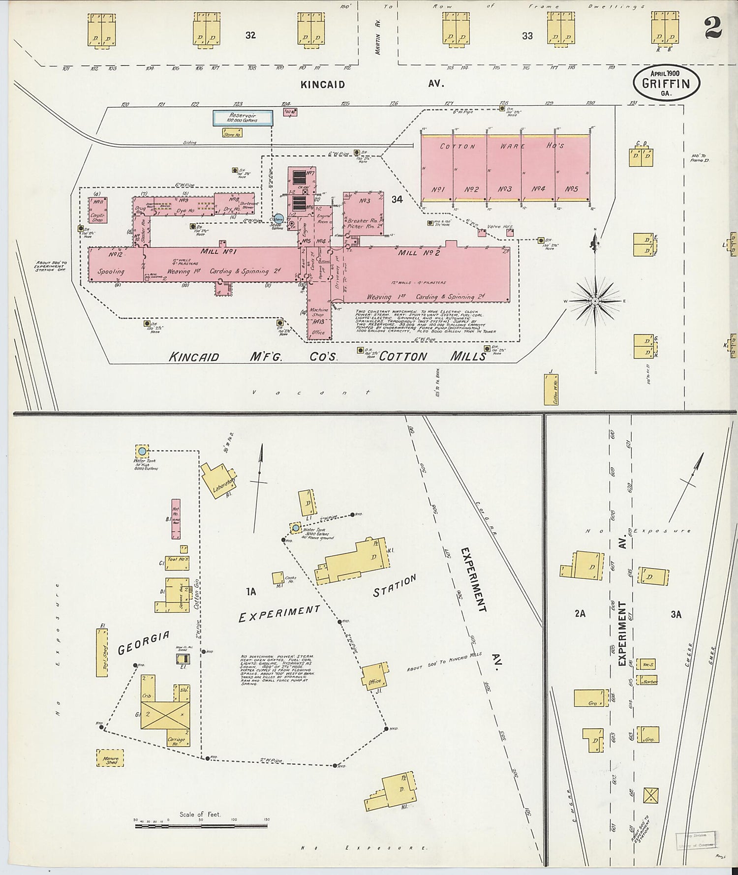 This old map of Griffin, Spalding County, Georgia was created by Sanborn Map Company in 1900