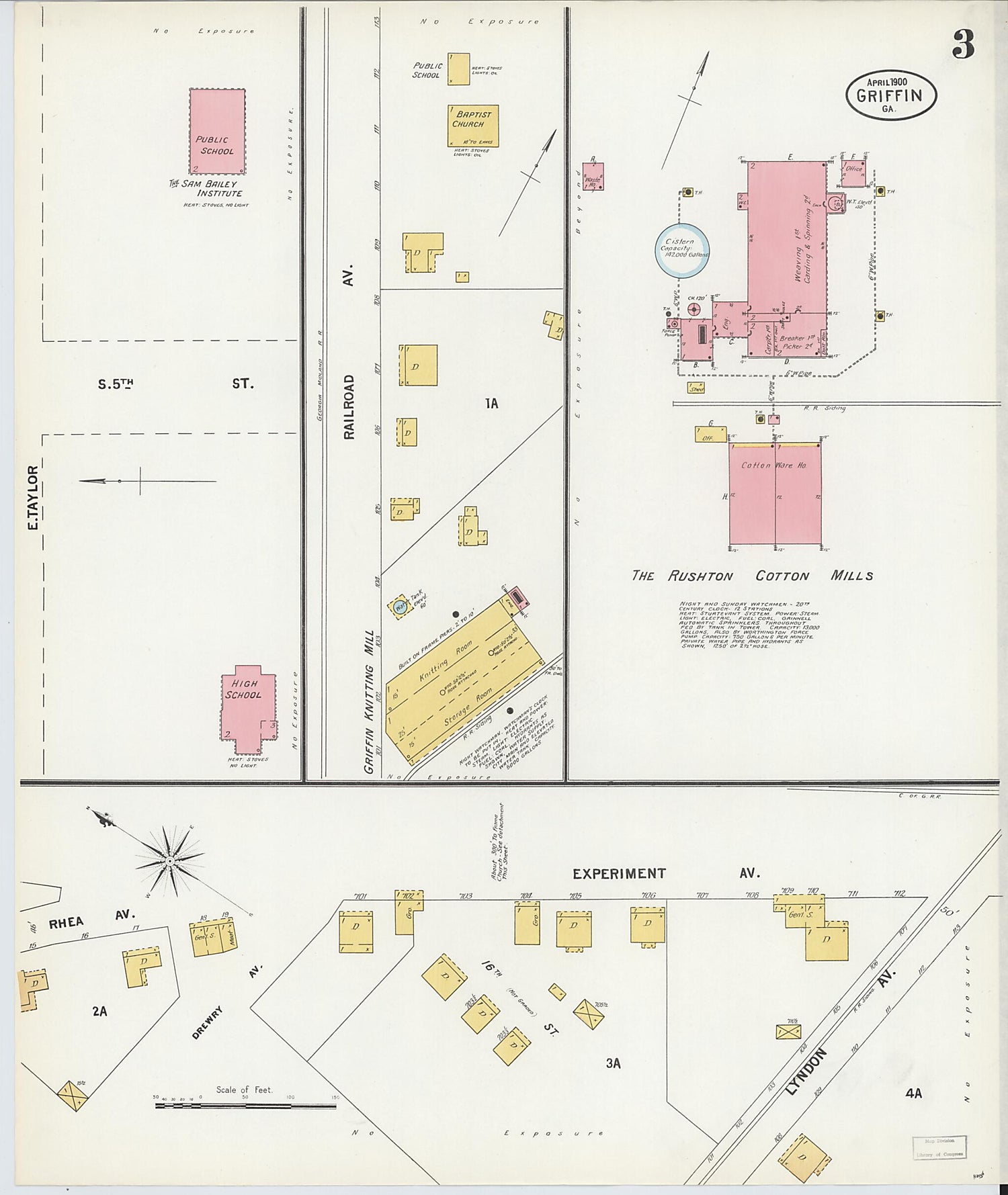 This old map of Griffin, Spalding County, Georgia was created by Sanborn Map Company in 1900