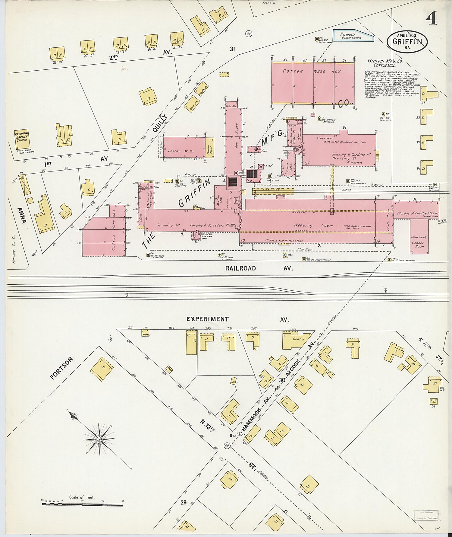 This old map of Griffin, Spalding County, Georgia was created by Sanborn Map Company in 1900