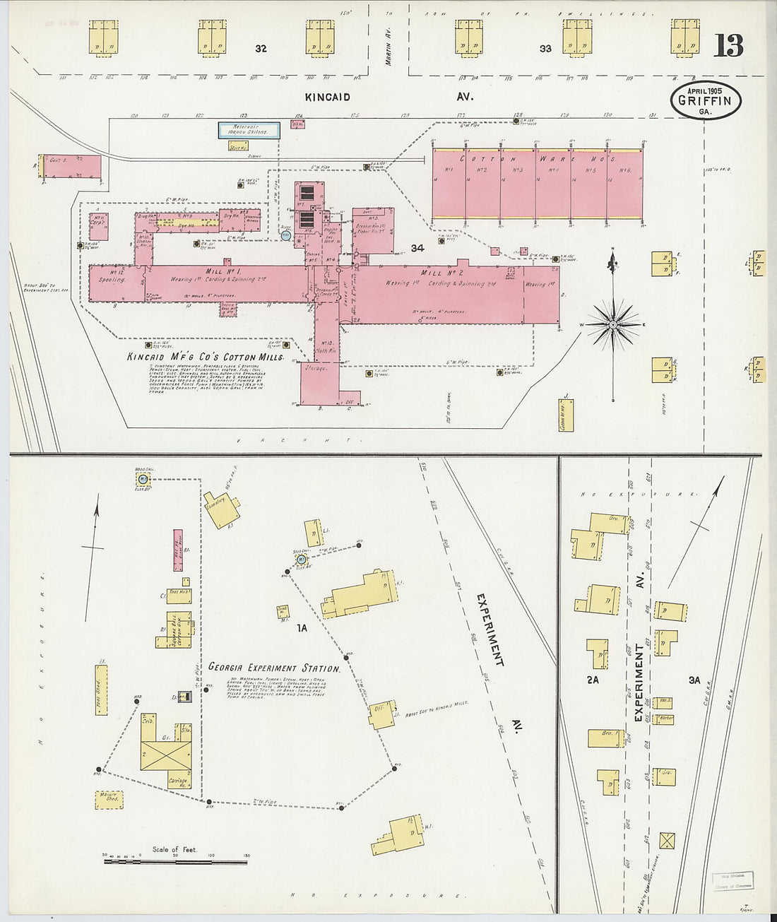 This old map of Griffin, Spalding County, Georgia was created by Sanborn Map Company in 1905