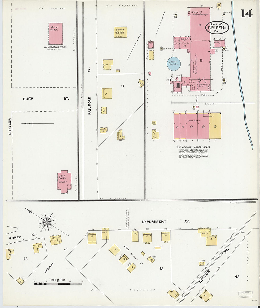 This old map of Griffin, Spalding County, Georgia was created by Sanborn Map Company in 1905