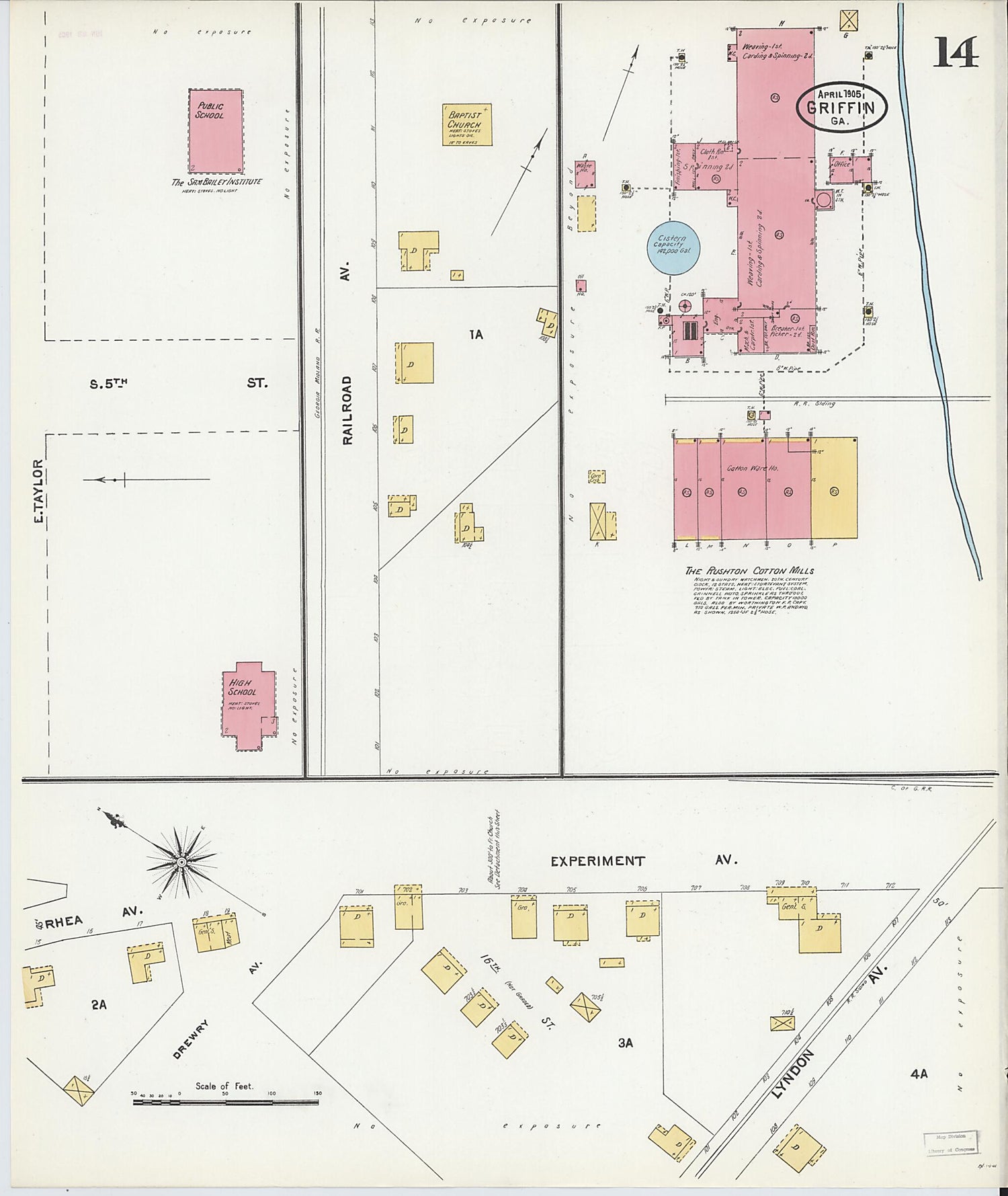 This old map of Griffin, Spalding County, Georgia was created by Sanborn Map Company in 1905