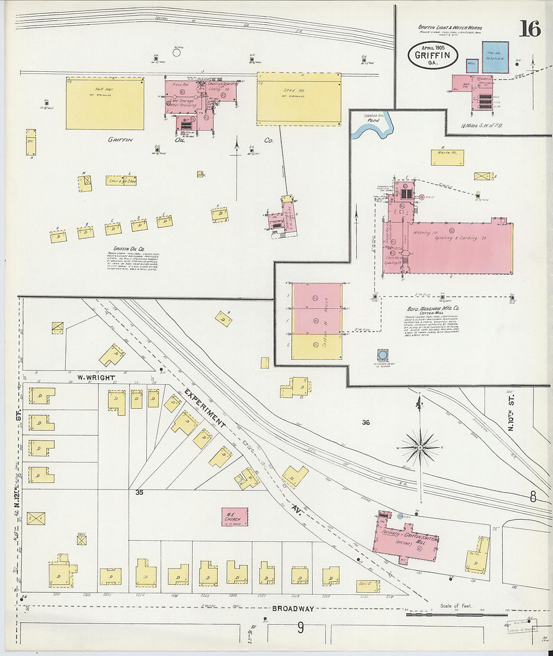 This old map of Griffin, Spalding County, Georgia was created by Sanborn Map Company in 1905