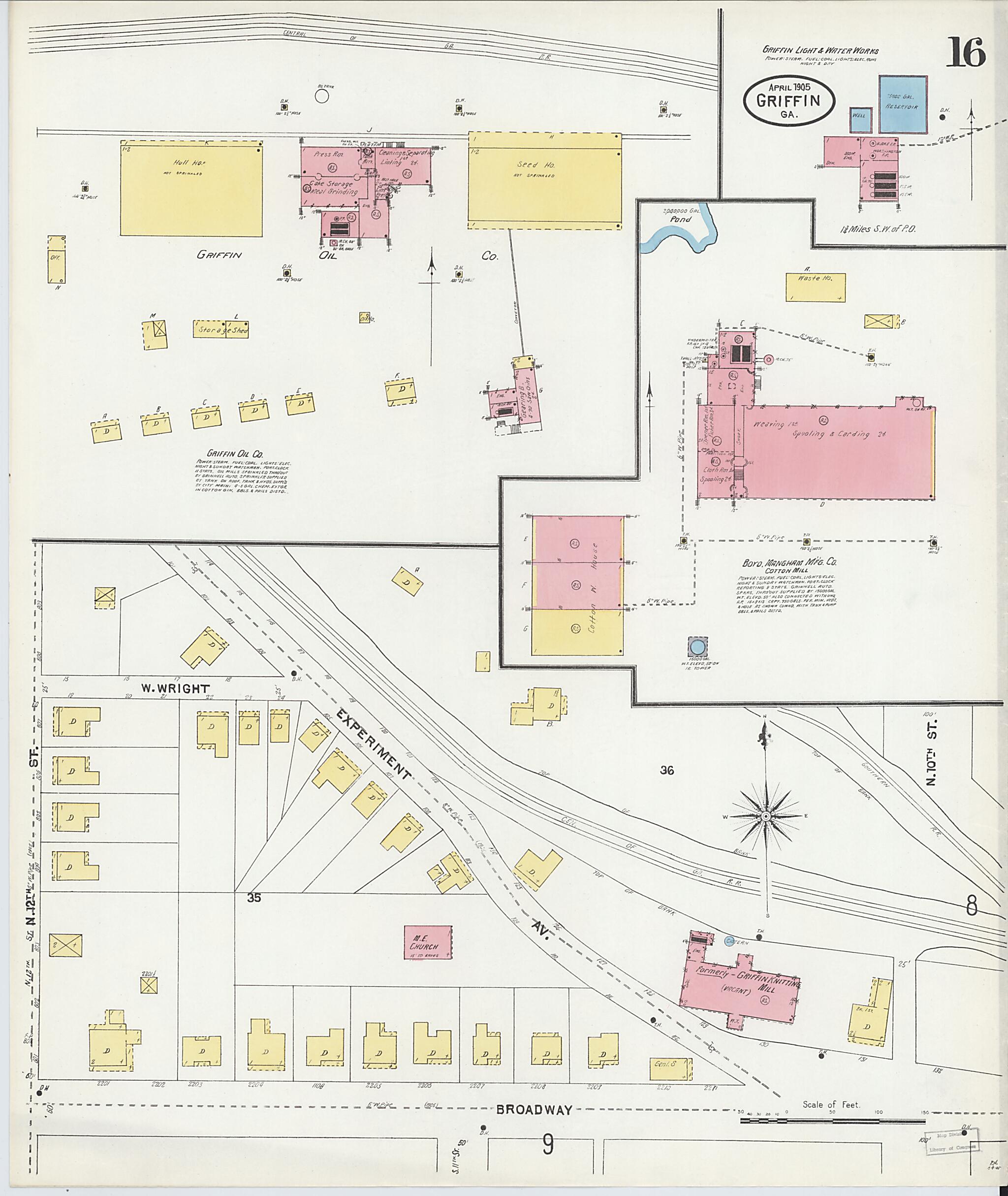 This old map of Griffin, Spalding County, Georgia was created by Sanborn Map Company in 1905