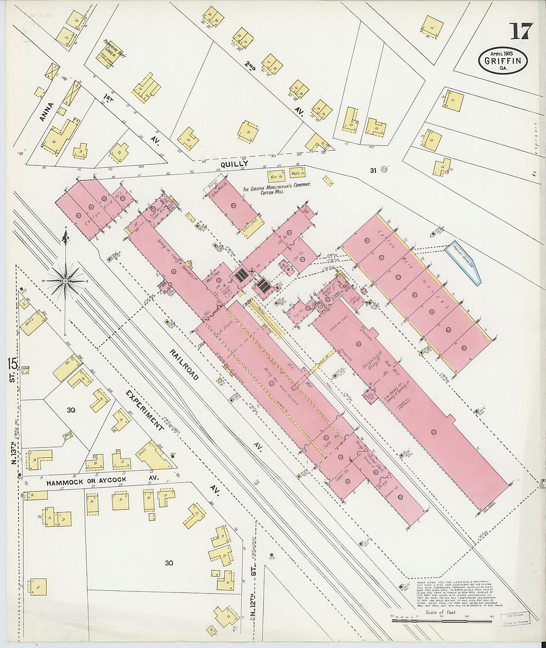 This old map of Griffin, Spalding County, Georgia was created by Sanborn Map Company in 1905