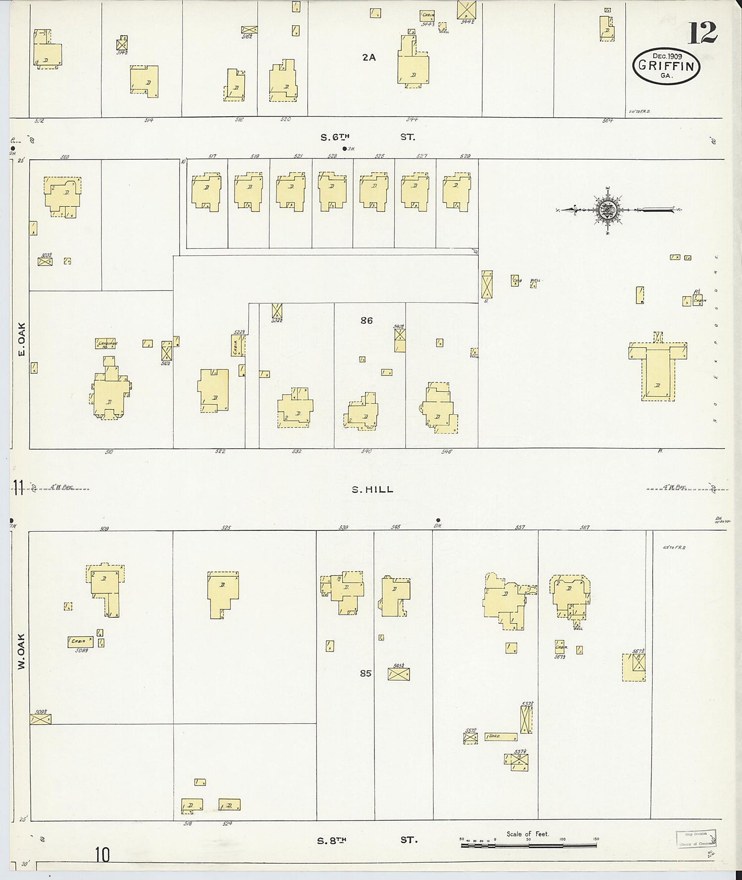 This old map of Griffin, Spalding County, Georgia was created by Sanborn Map Company in 1909