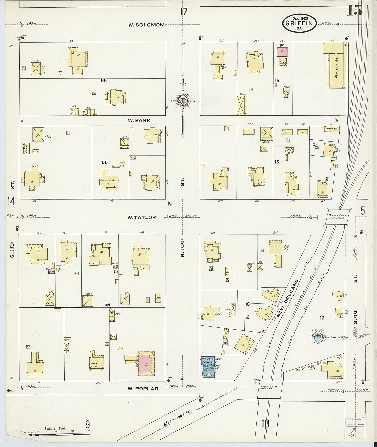 This old map of Griffin, Spalding County, Georgia was created by Sanborn Map Company in 1909