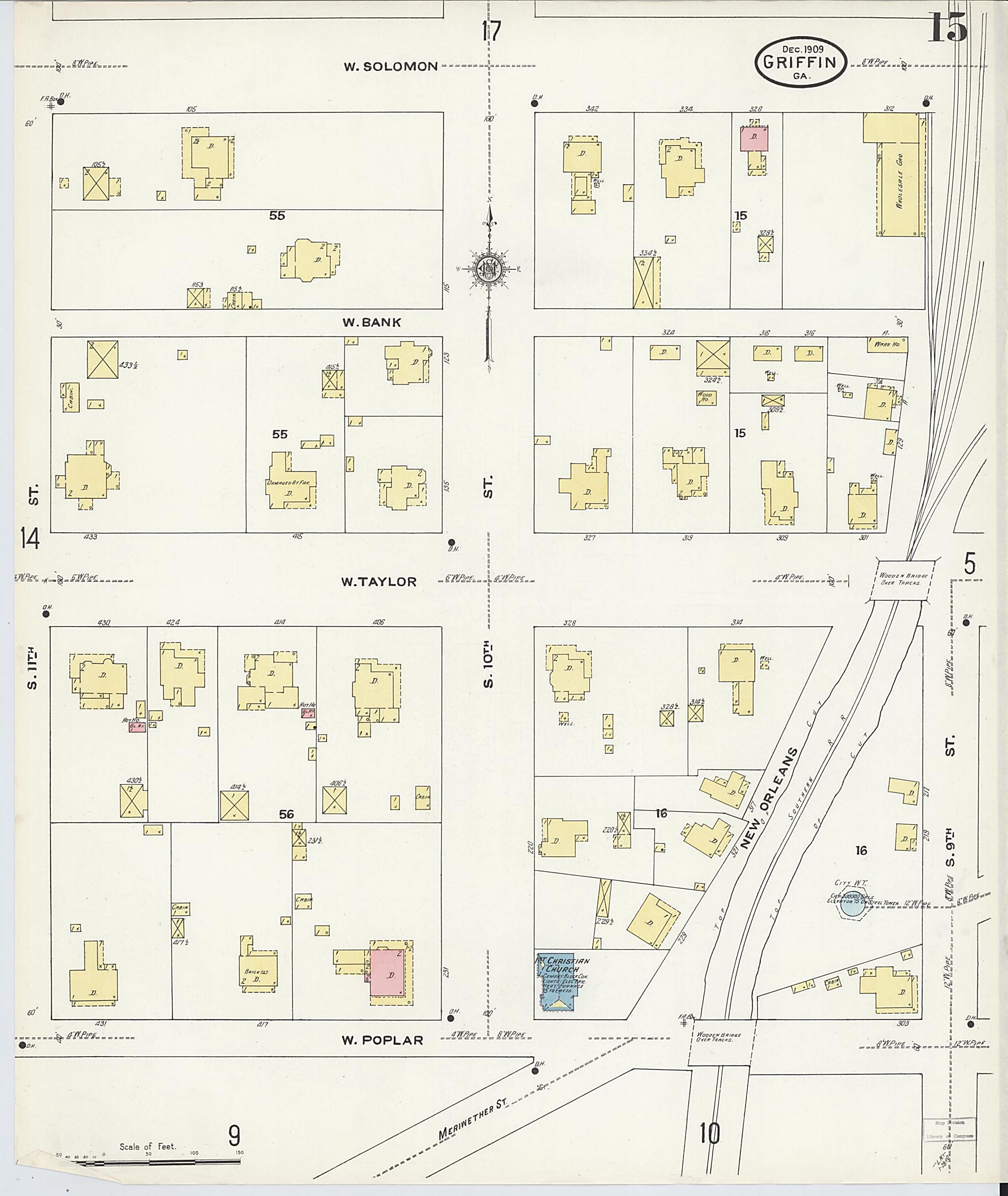 This old map of Griffin, Spalding County, Georgia was created by Sanborn Map Company in 1909