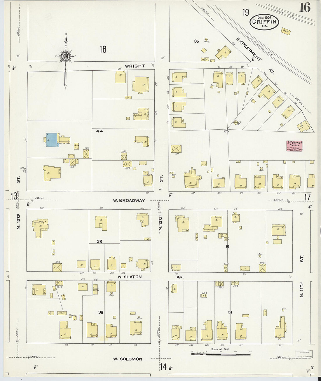 This old map of Griffin, Spalding County, Georgia was created by Sanborn Map Company in 1909