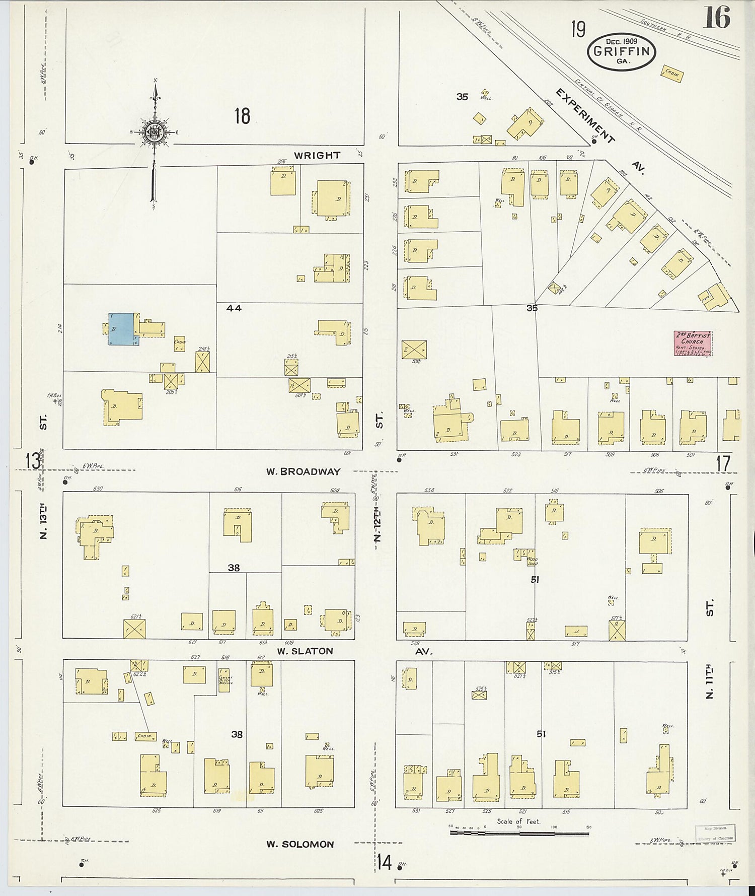 This old map of Griffin, Spalding County, Georgia was created by Sanborn Map Company in 1909