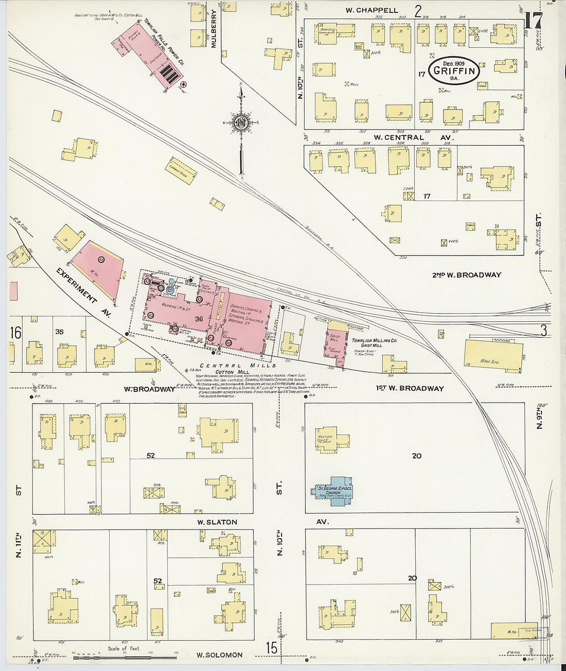 This old map of Griffin, Spalding County, Georgia was created by Sanborn Map Company in 1909